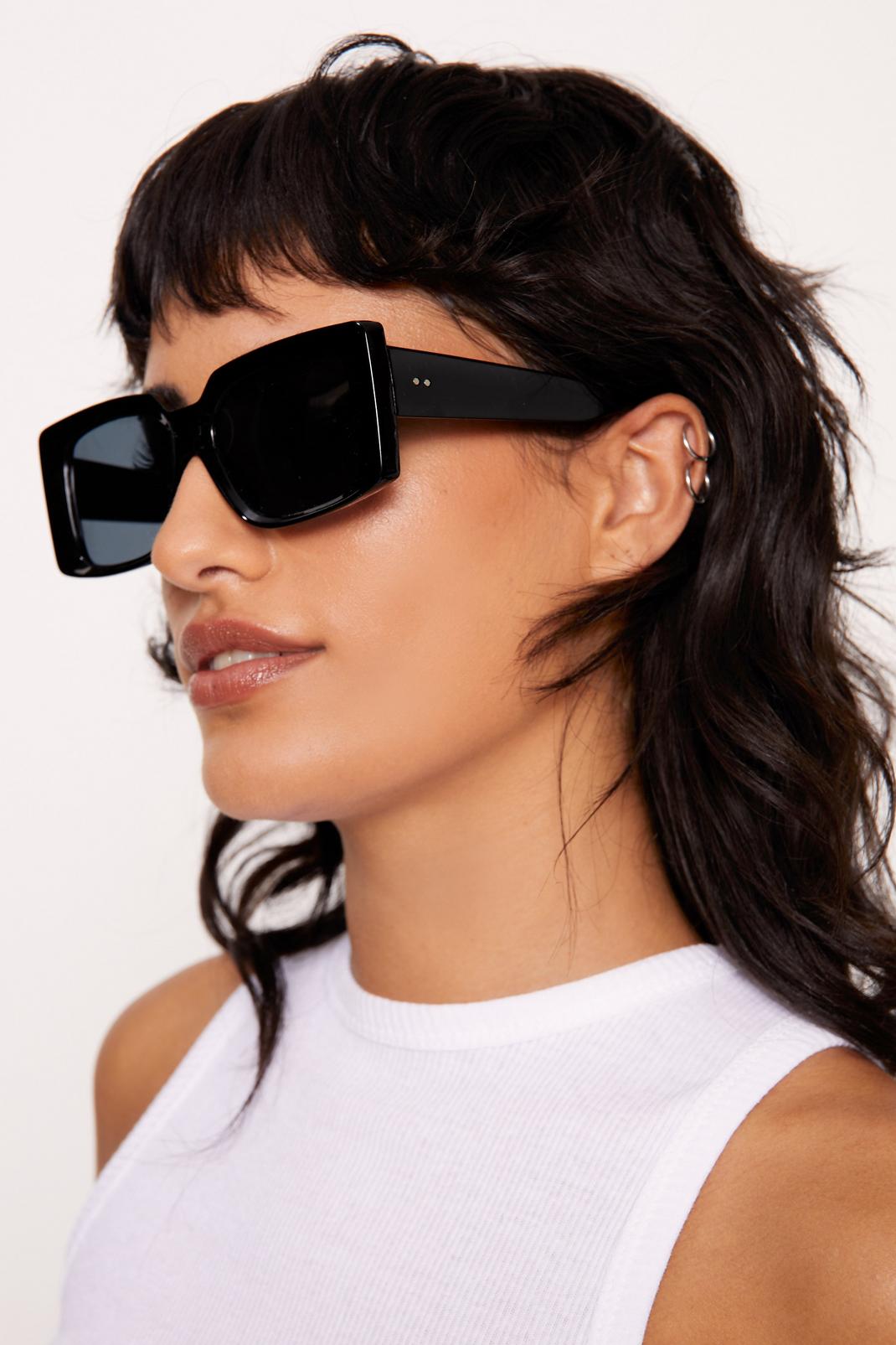 Black Oversized Square Sunglasses image number 1