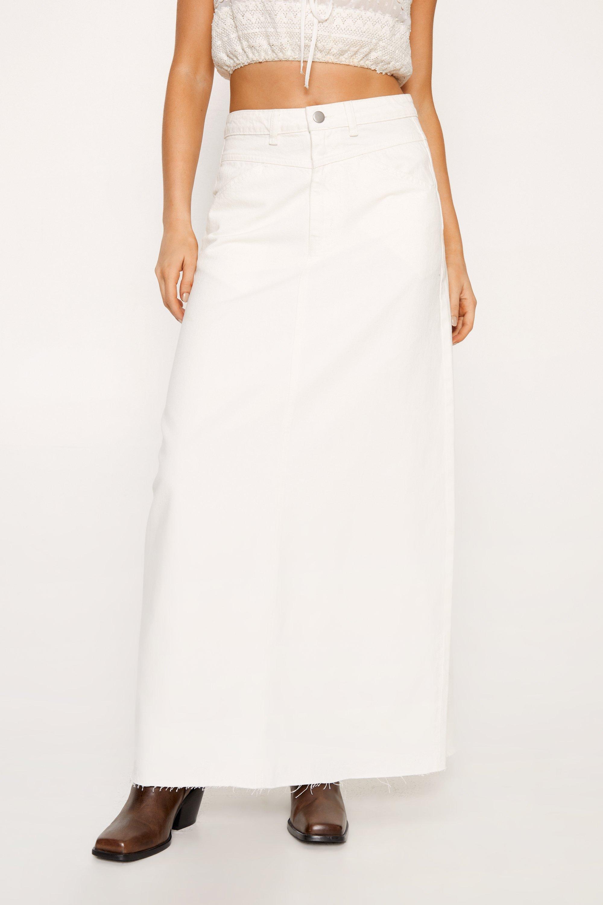 White denim maxi store skirt