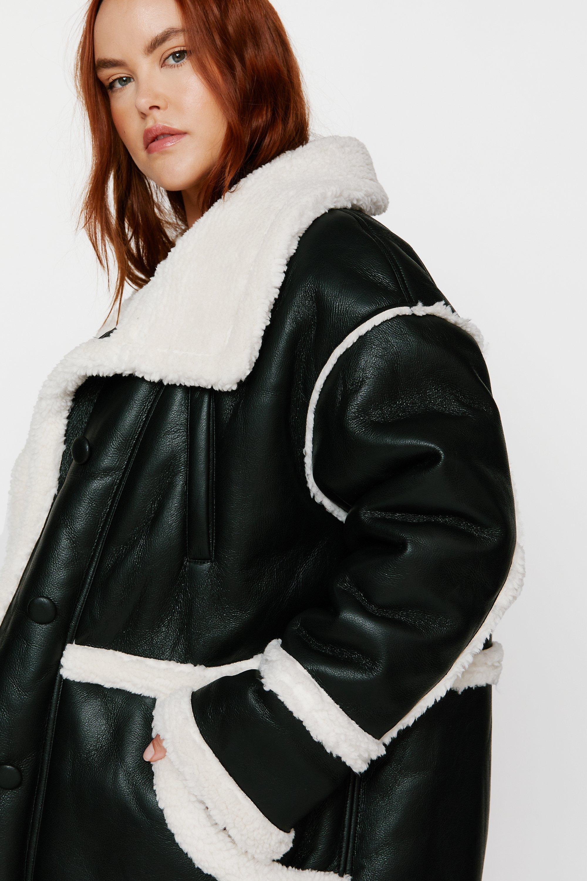 Plus size clearance faux shearling jacket