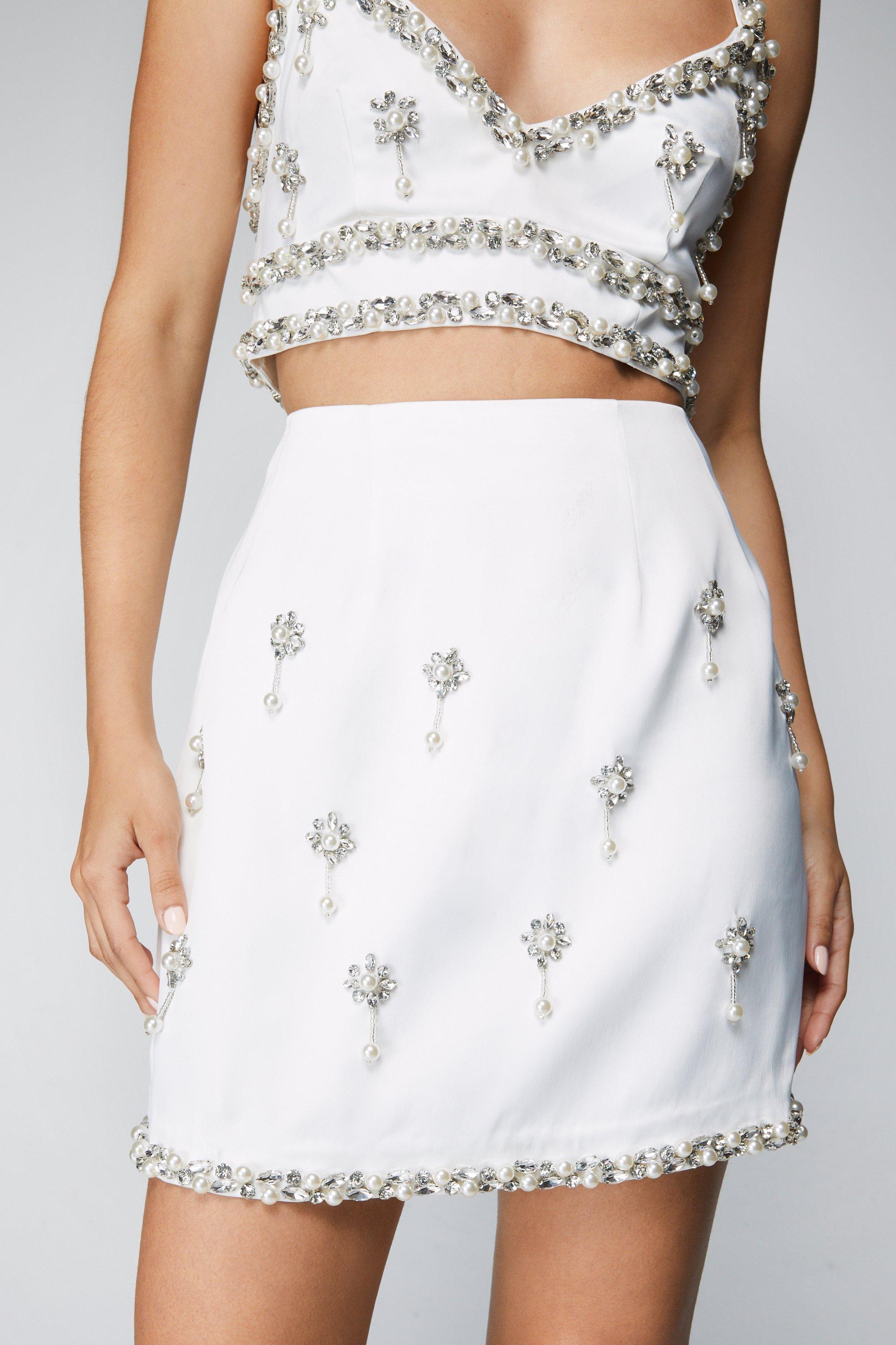 Premium Embellished Tailored Mini Skirt