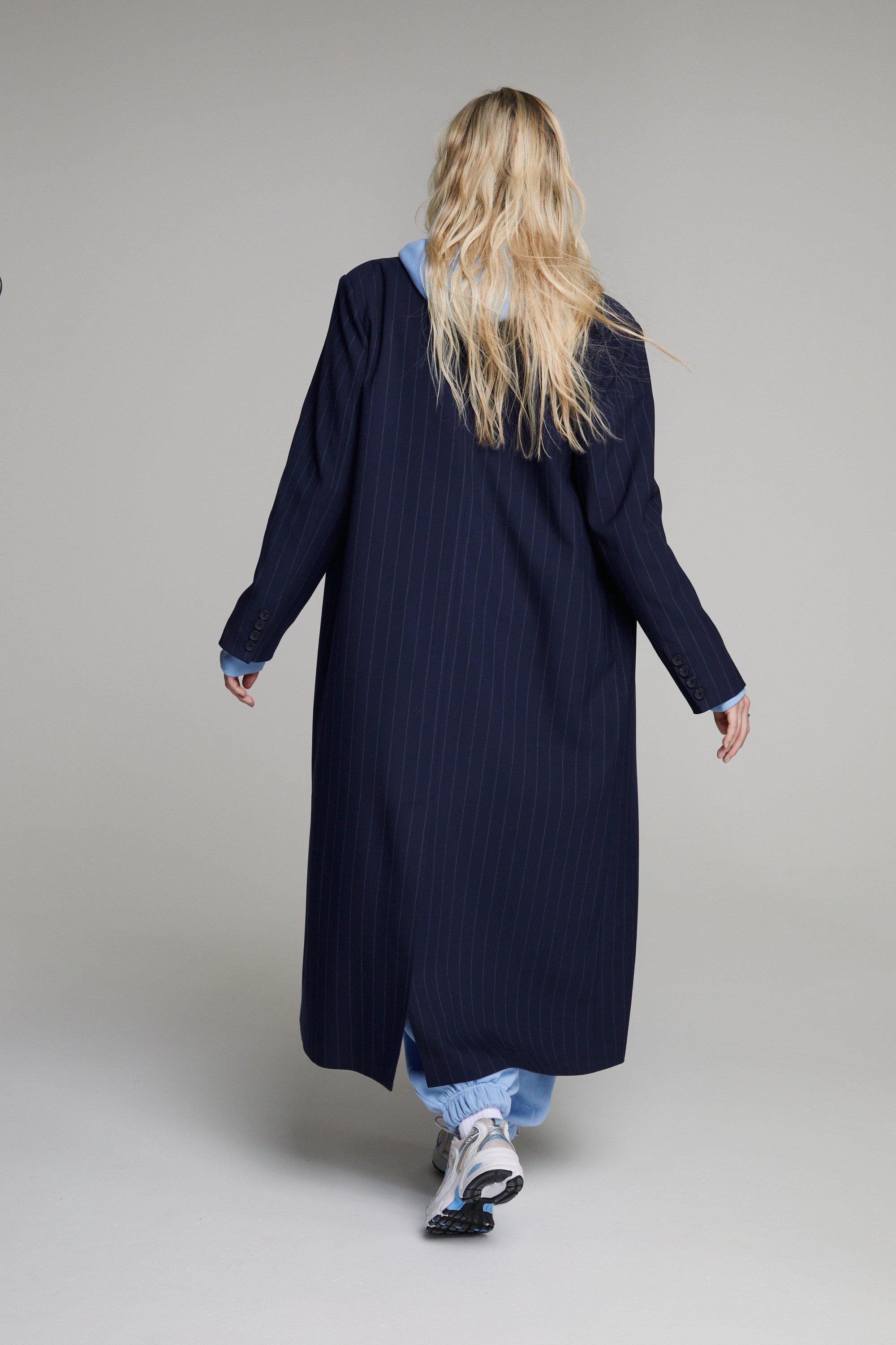 Premium Pinstripe Duster Coat