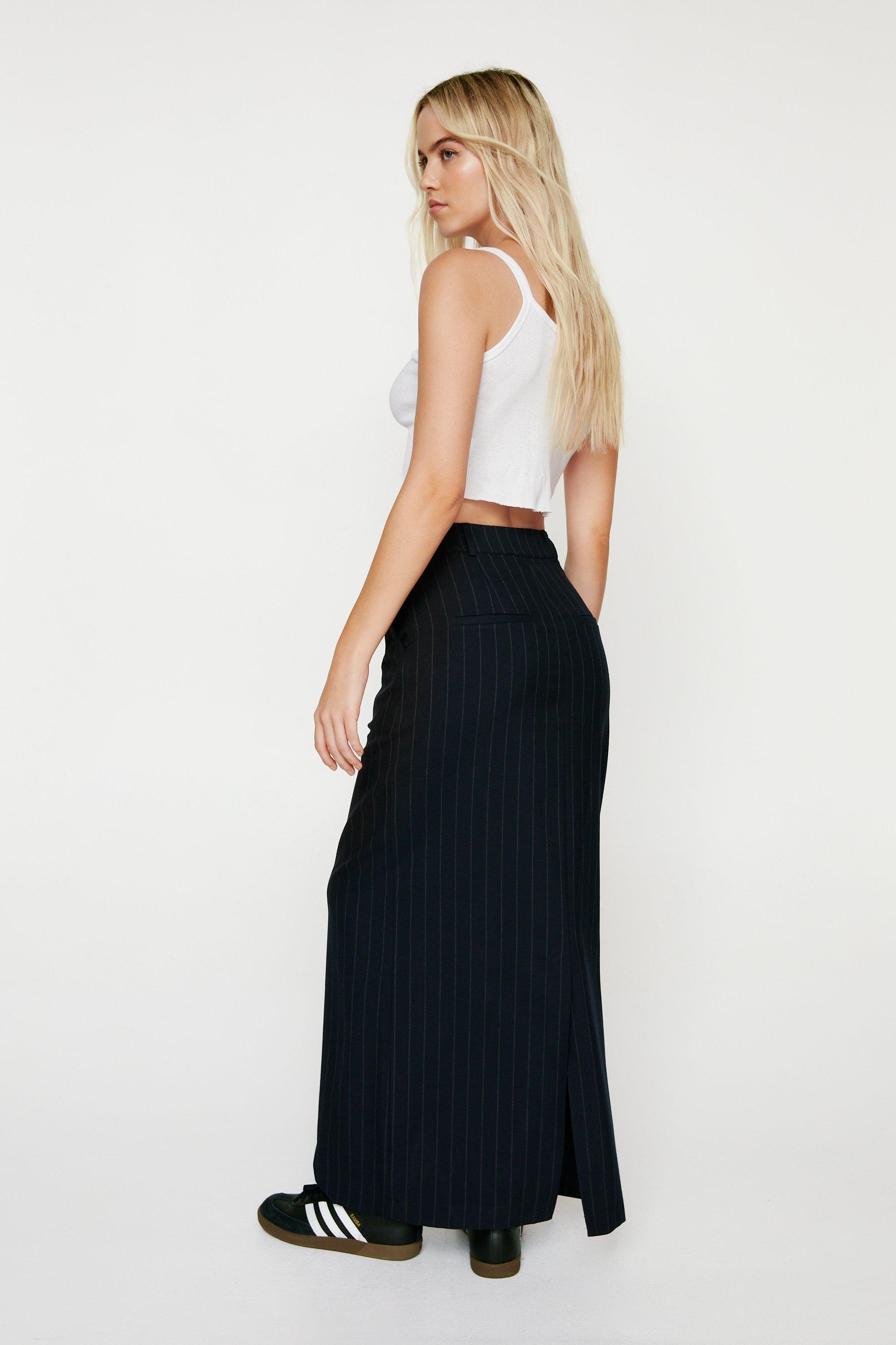 Tailored Pinstripe Maxi Skirt