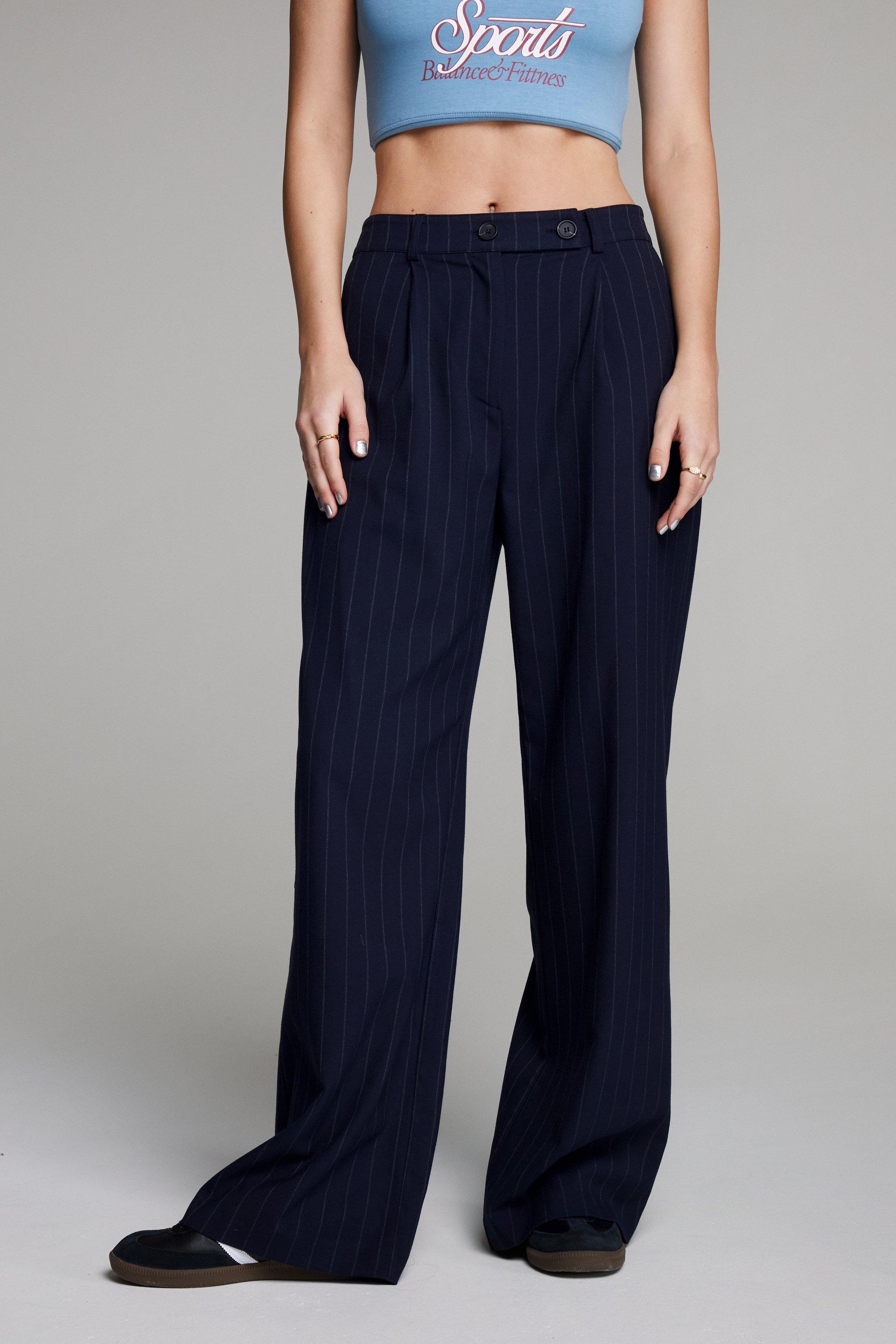 Navy pinstripe pants sales womens