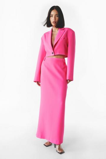 Premium Tailored Maxi Skirt hot pink