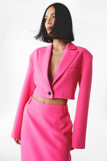 Tailored Cropped Blazer hot pink