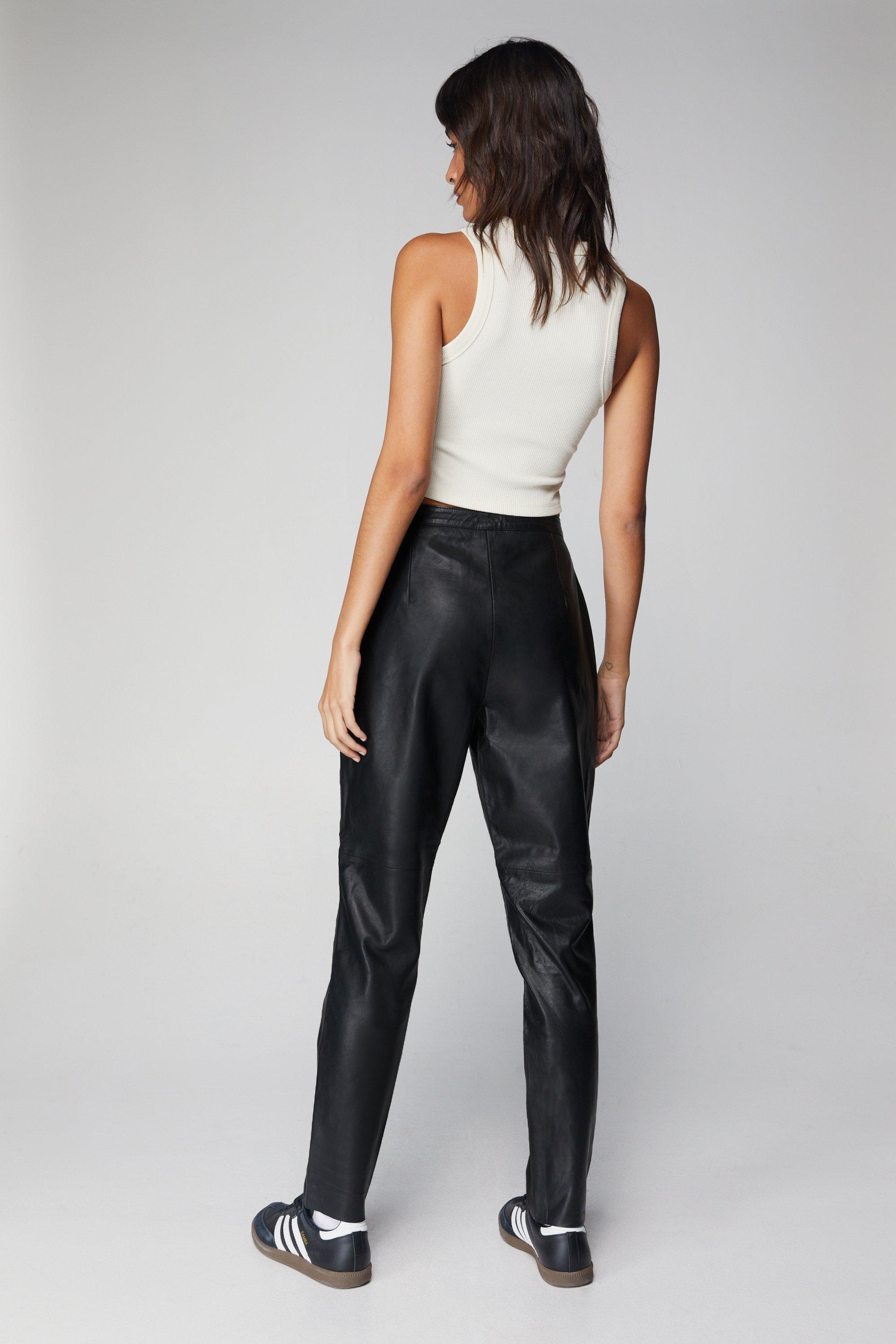 Real leather deals pants