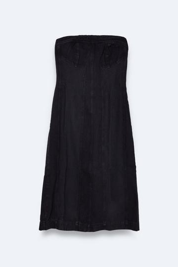 Black Plus Size Two Tone Bandeau Midi Dress