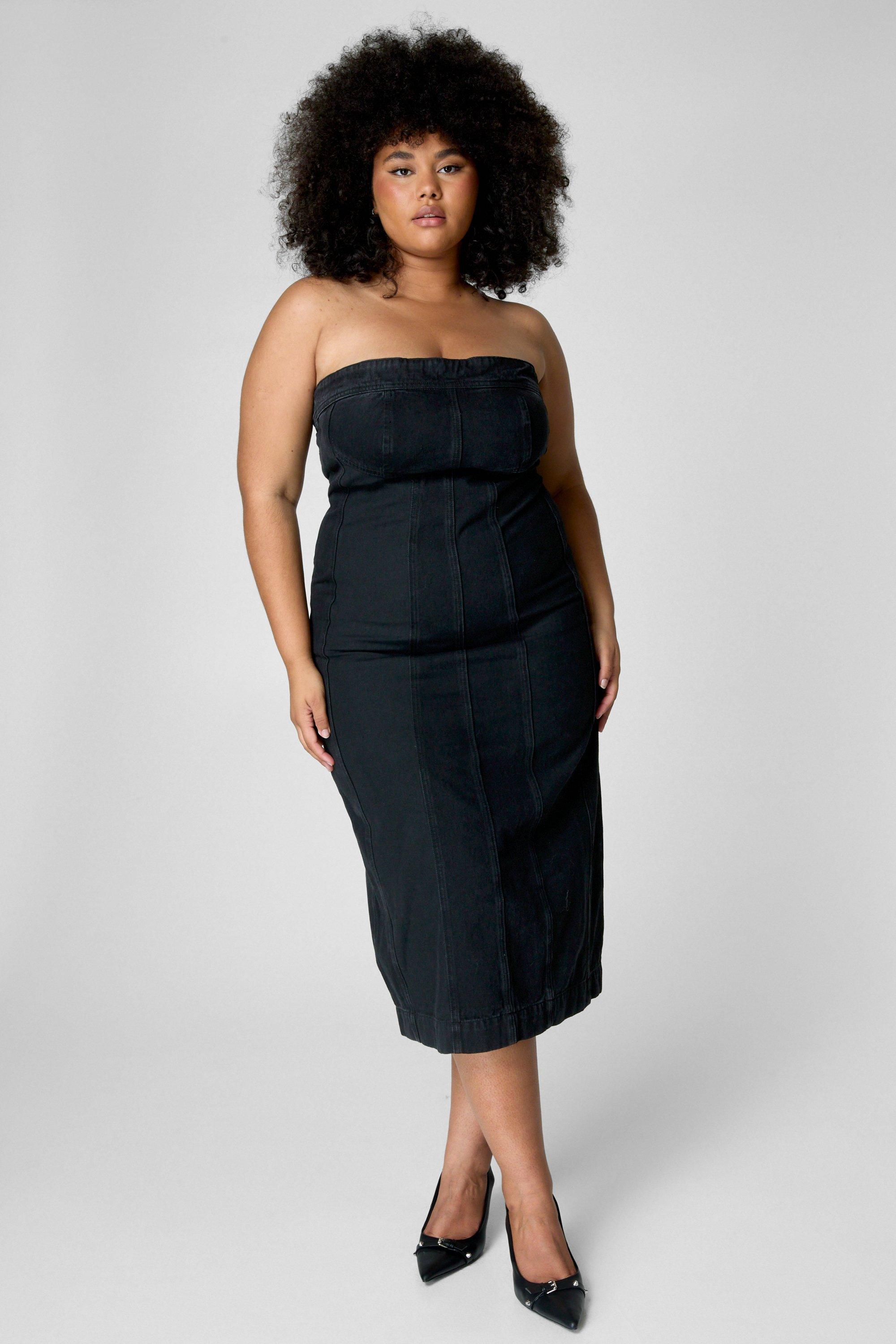 Nasty Gal Womens Plus Size Two Tone Bandeau Midi Dress Black
