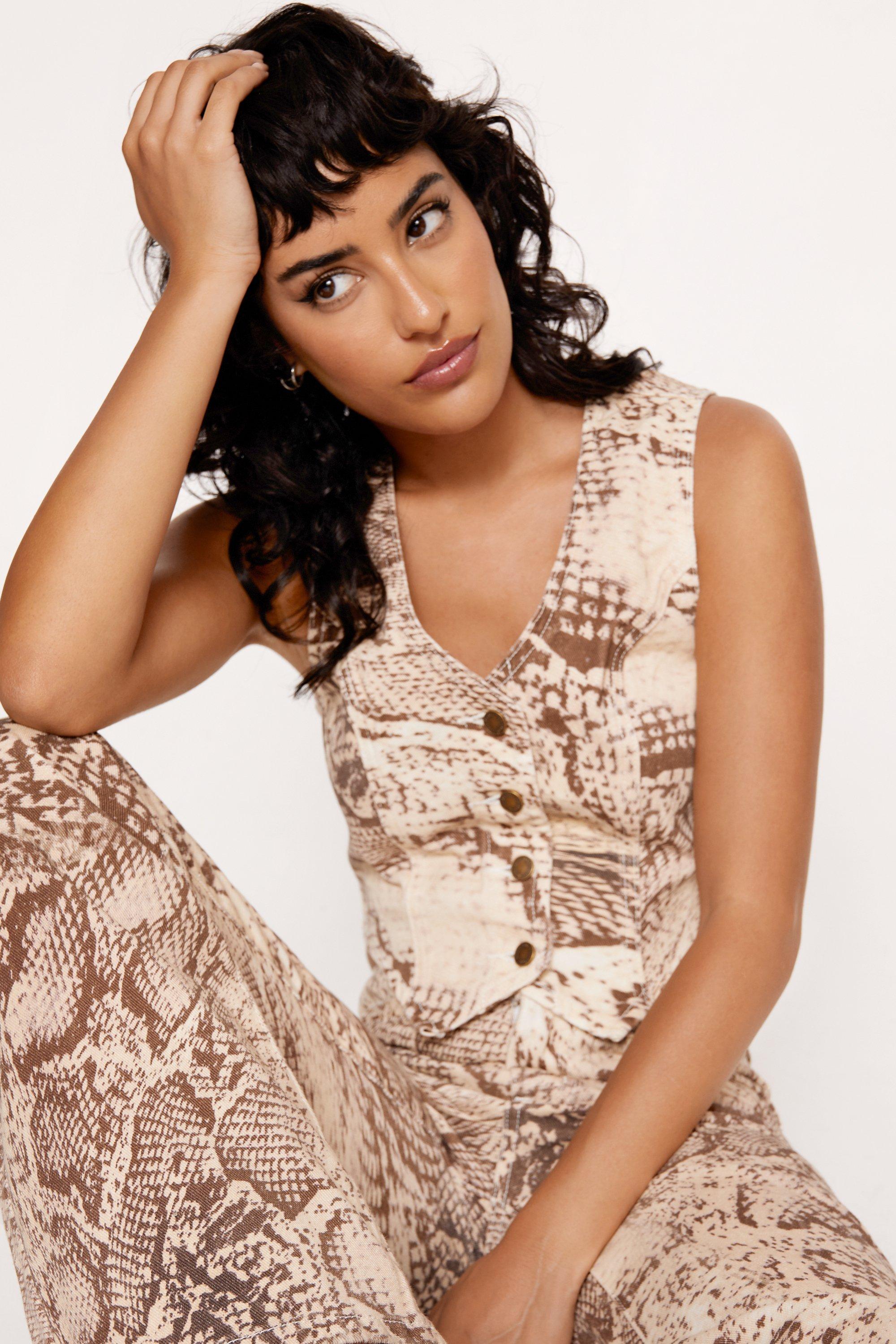 Denim Snake Print Tank Top