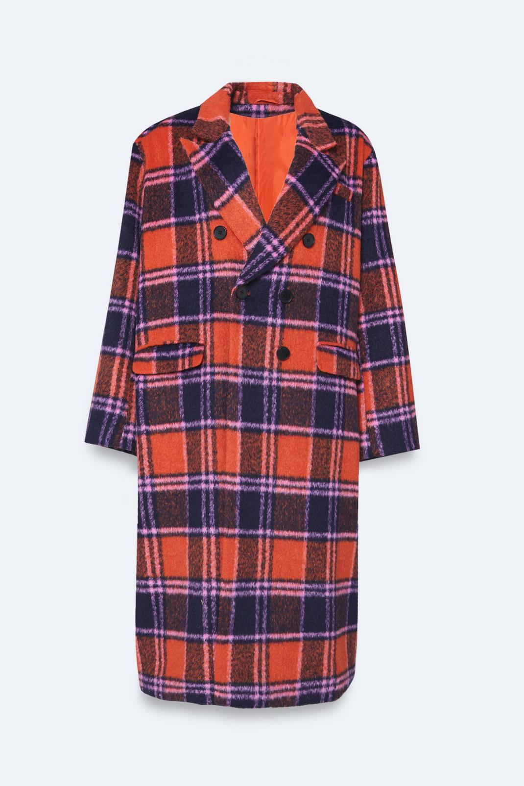 Multi Plus Size Premium Plaid Longline Wool Look Coat image number 1