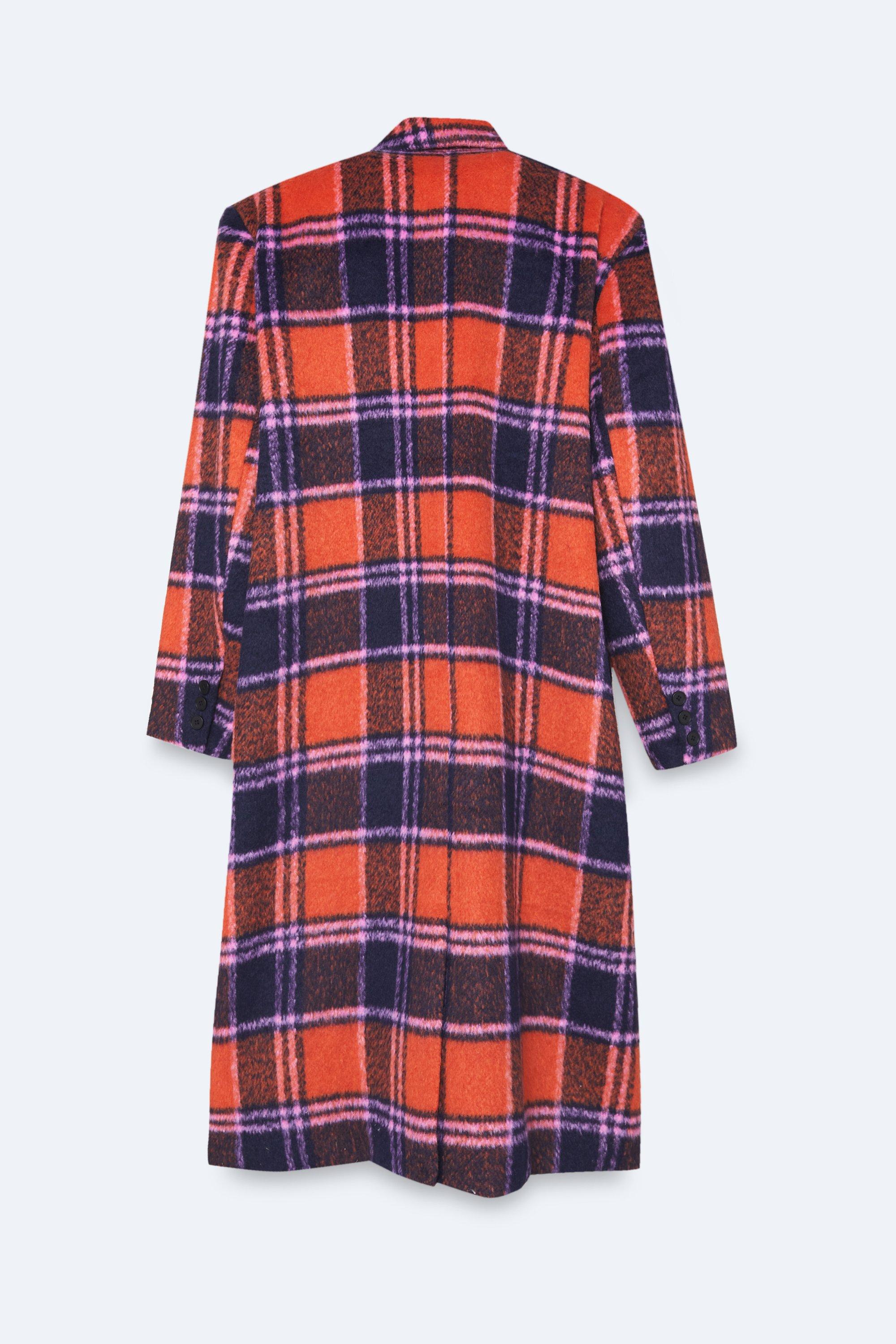 Plus size hot sale plaid coat