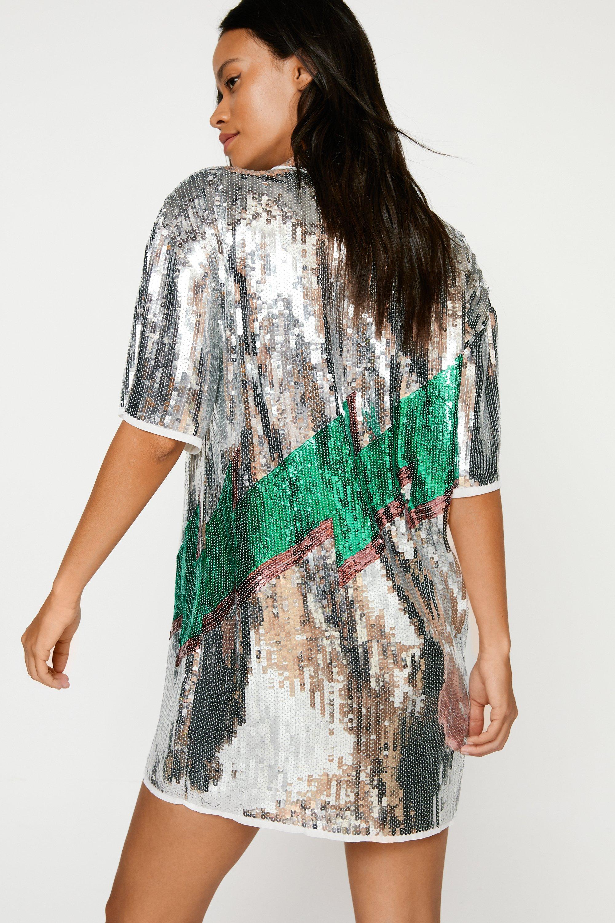 Sequin graphic cheap t shirt dress