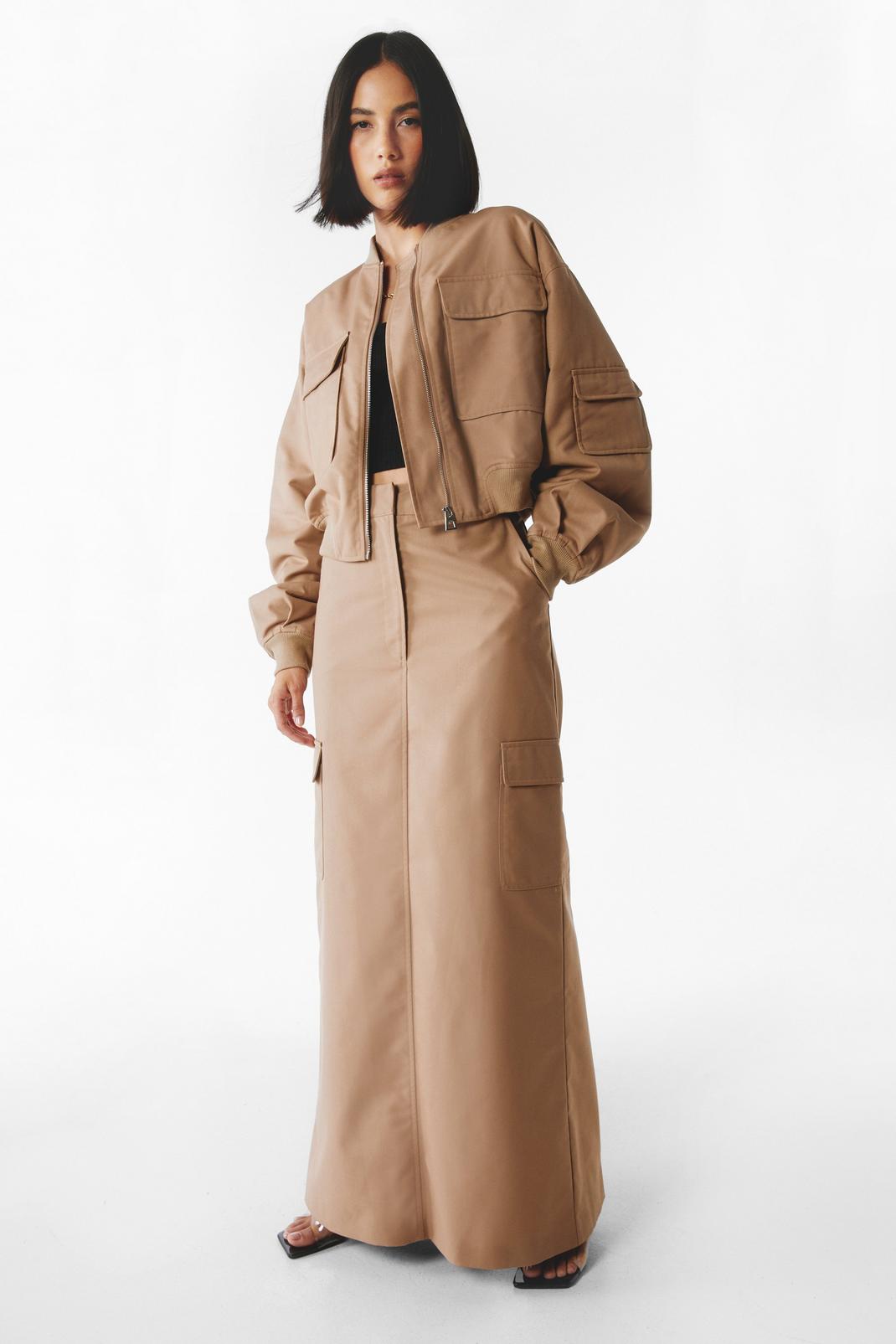 Neutral Tailored Cargo Maxi Skirt image number 1