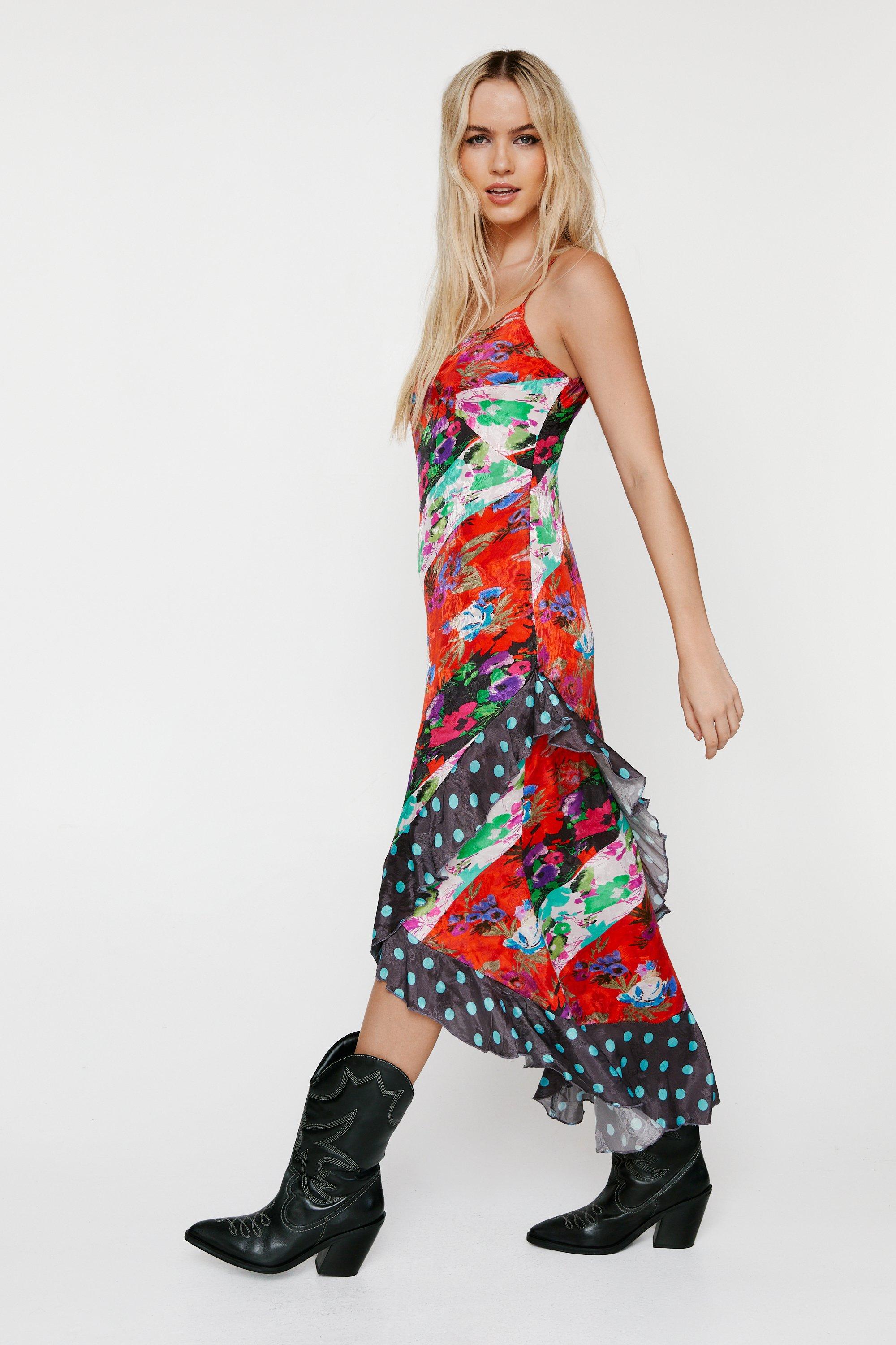 Mixed floral maxi clearance dress