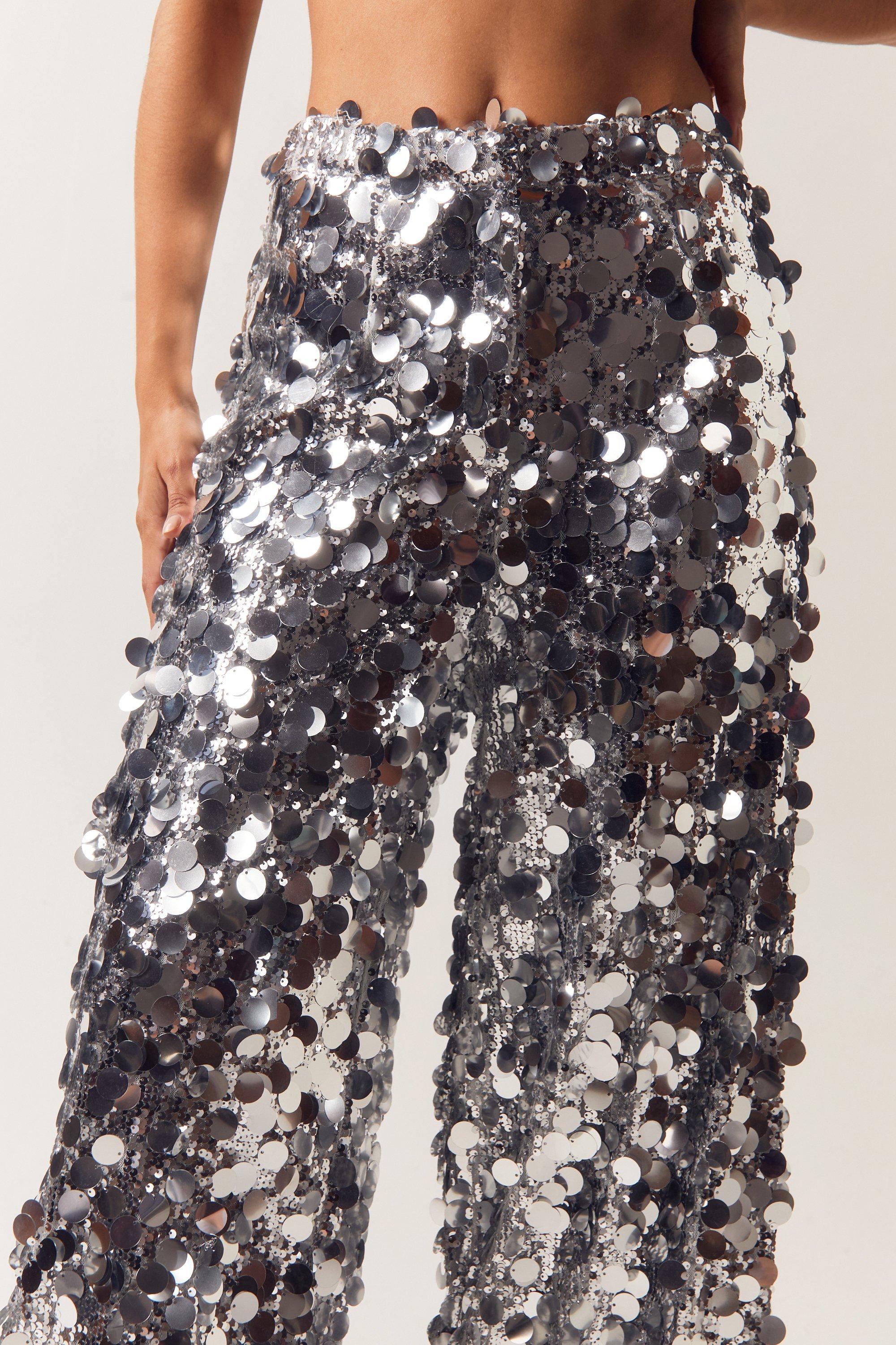 Disc Sequin Wide Leg Pants