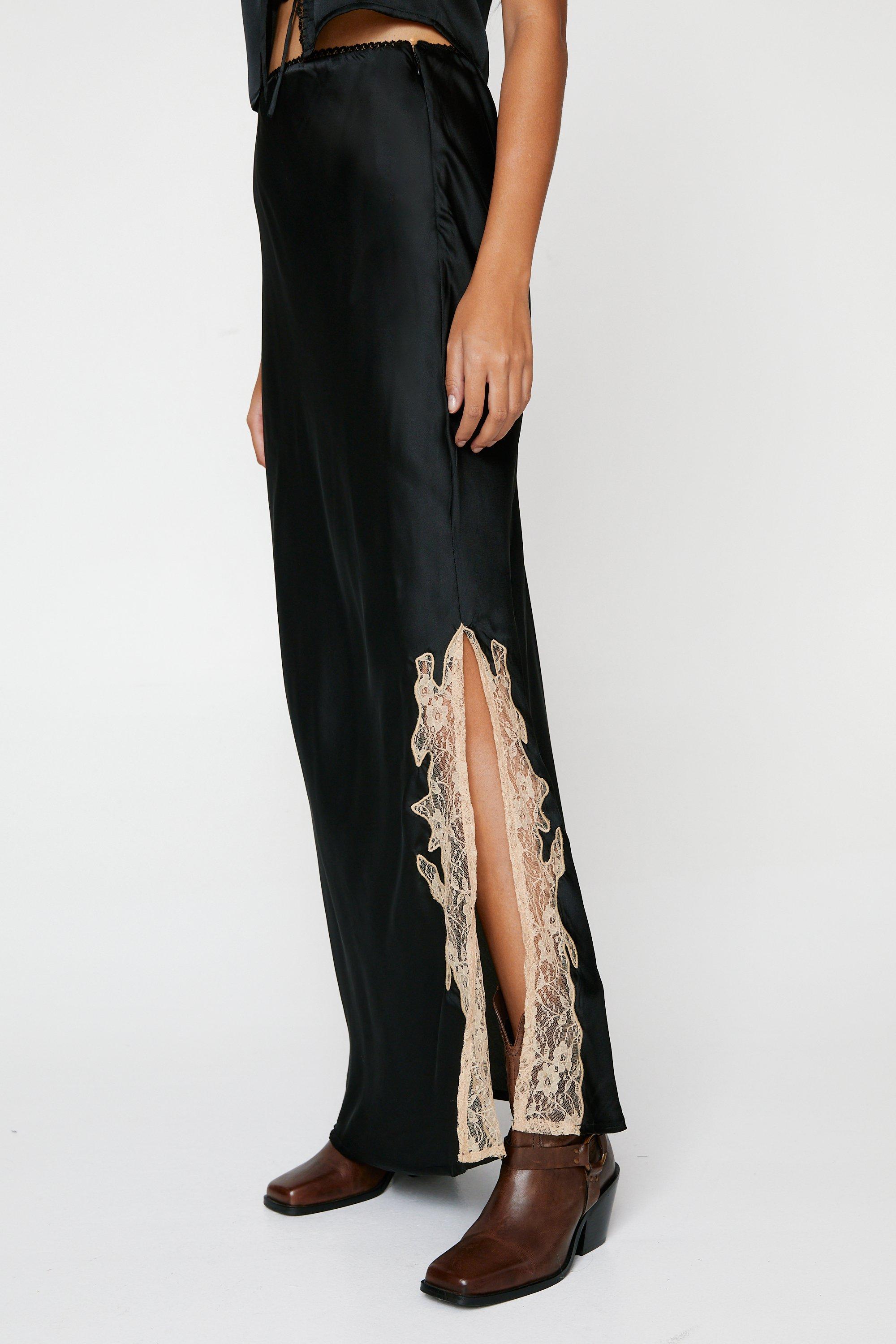 Black lace shop applique skirt