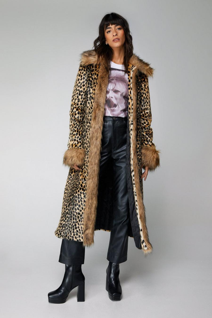 Premium Leopard Faux Fur Penny Lane Coat
