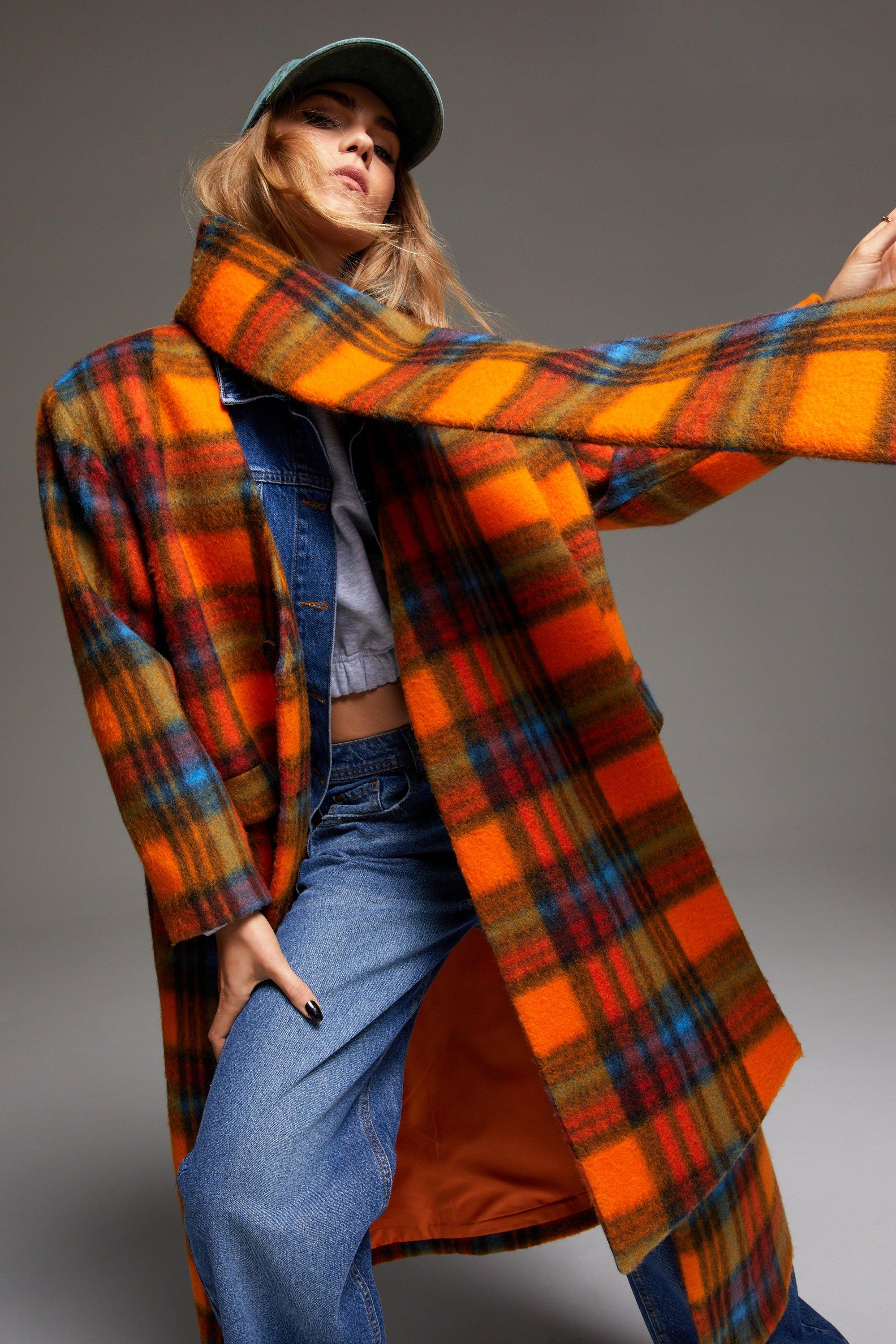 Wool check hot sale coat