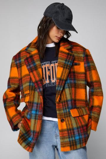 Orange Premium Wool Blend Oversized Blazer Coat