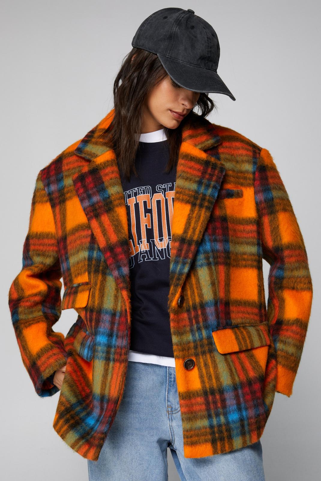 Orange Premium Wool Blend Oversized Blazer Coat image number 1