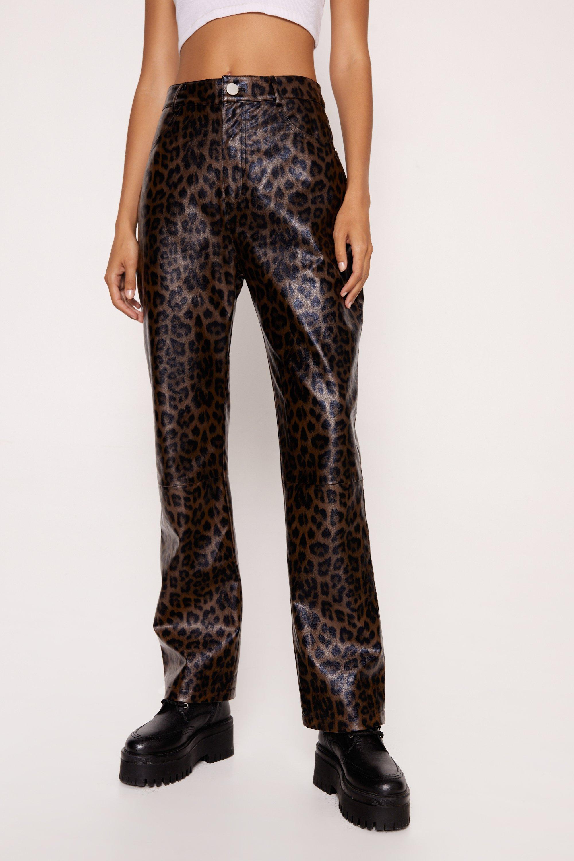 Premium Leopard Print Faux Leather Pants