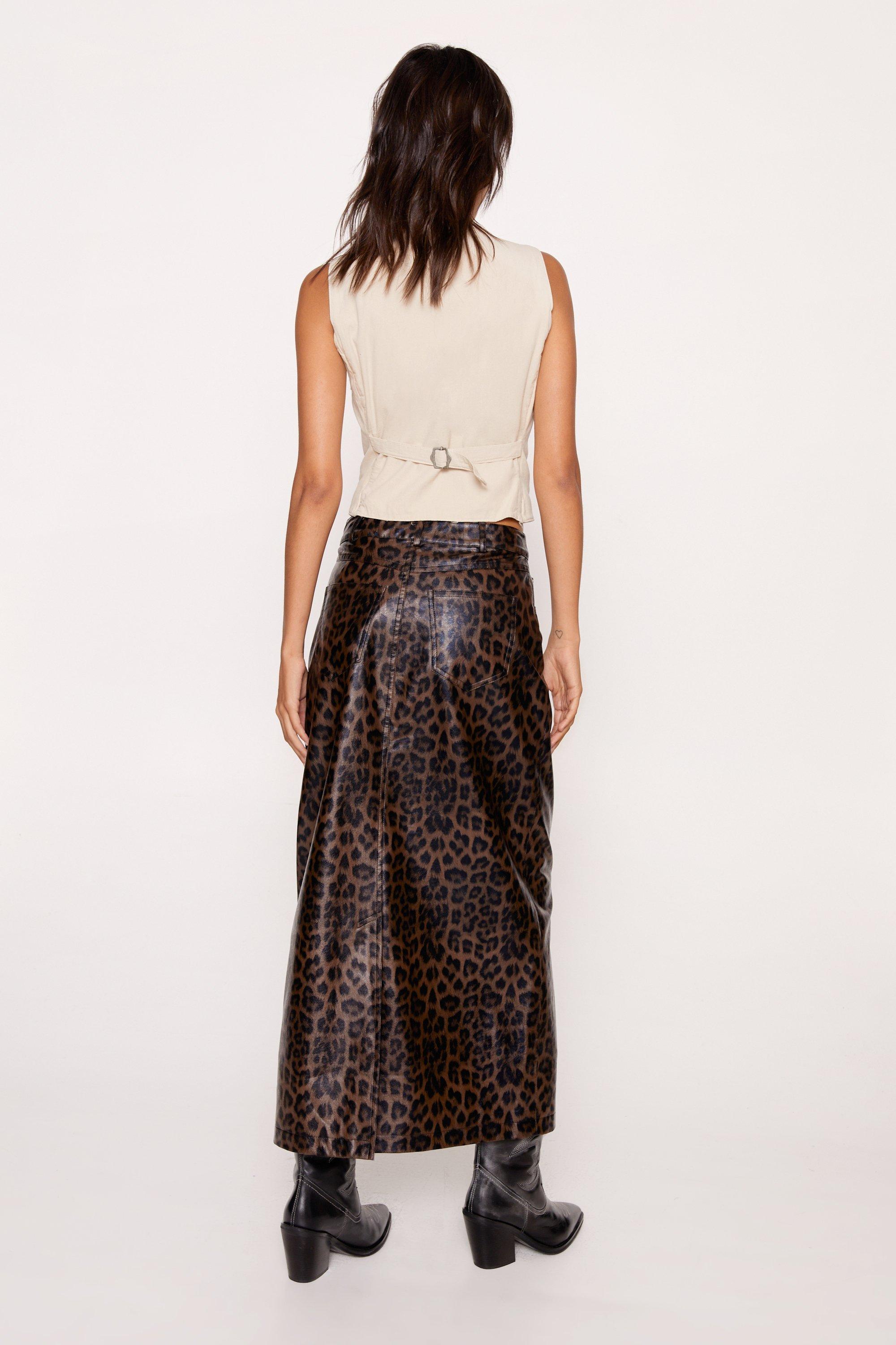 Premium Leopard Faux Leather Maxi Skirt Nasty Gal