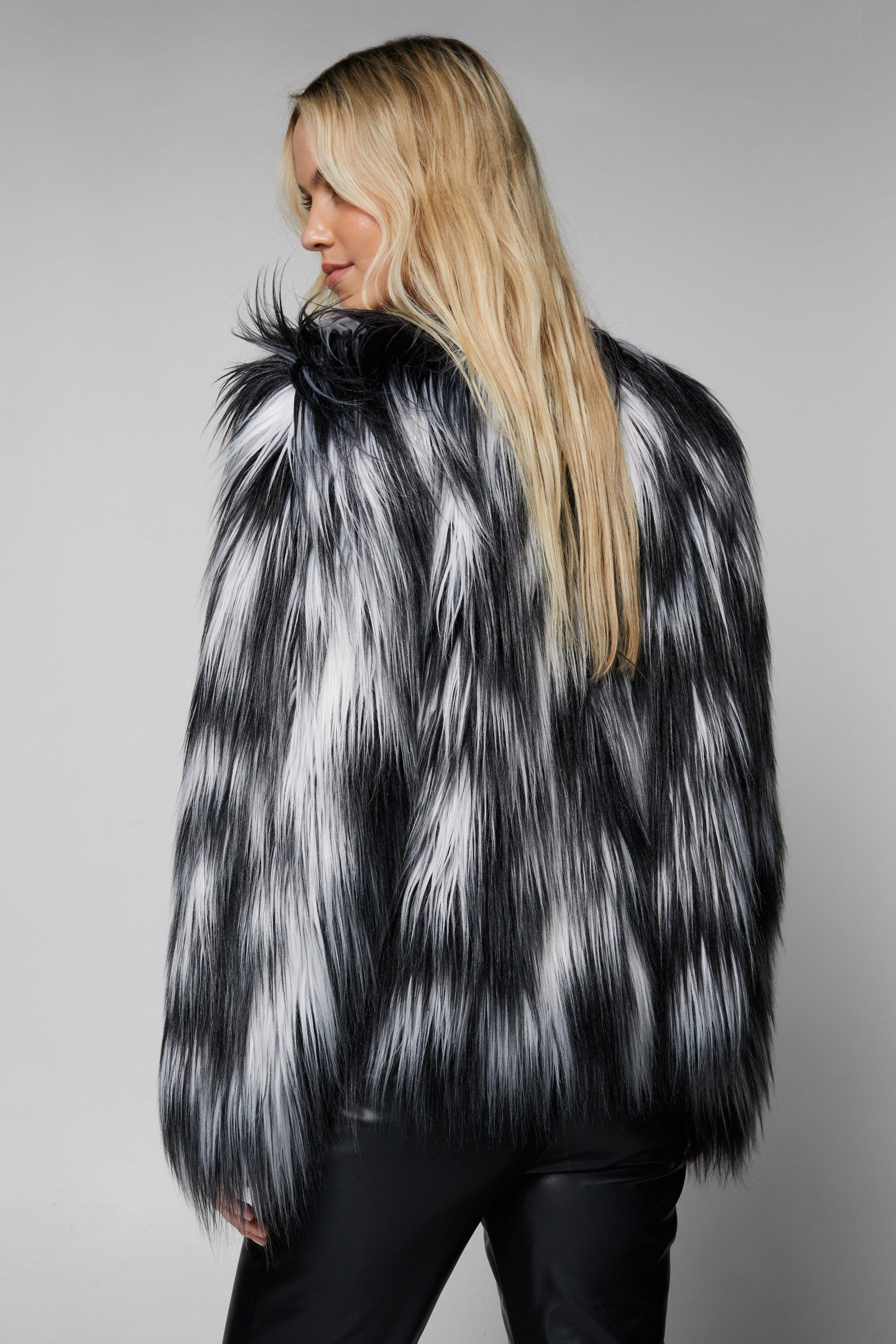 Collarless on sale fur coat