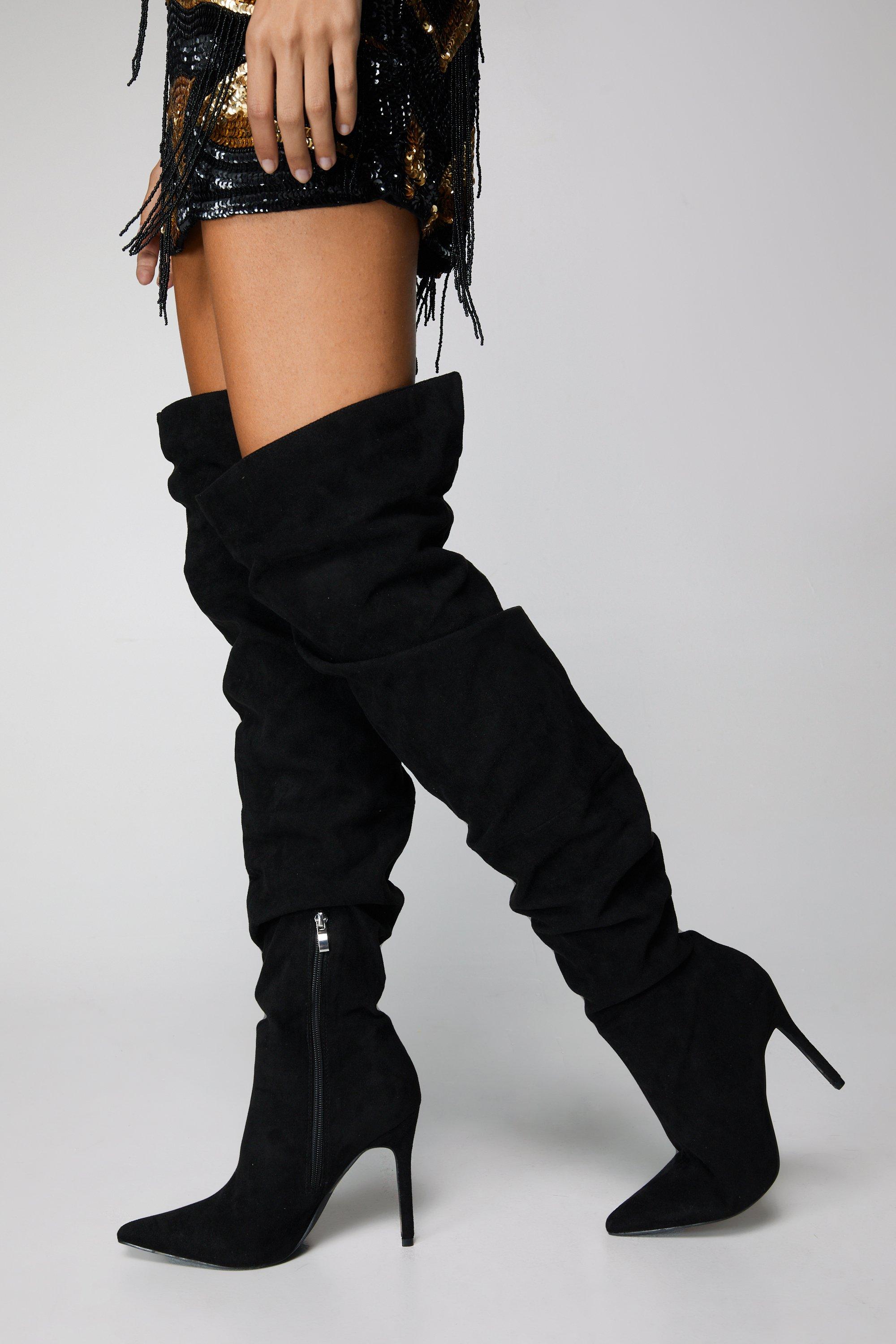 White suede over on sale the knee boots