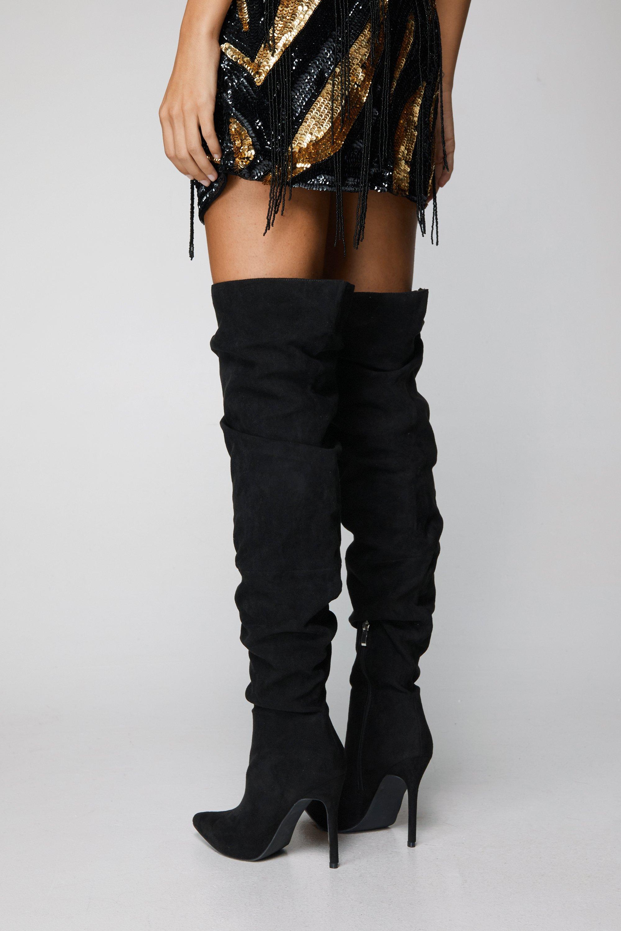 Black slouchy sale thigh high boots