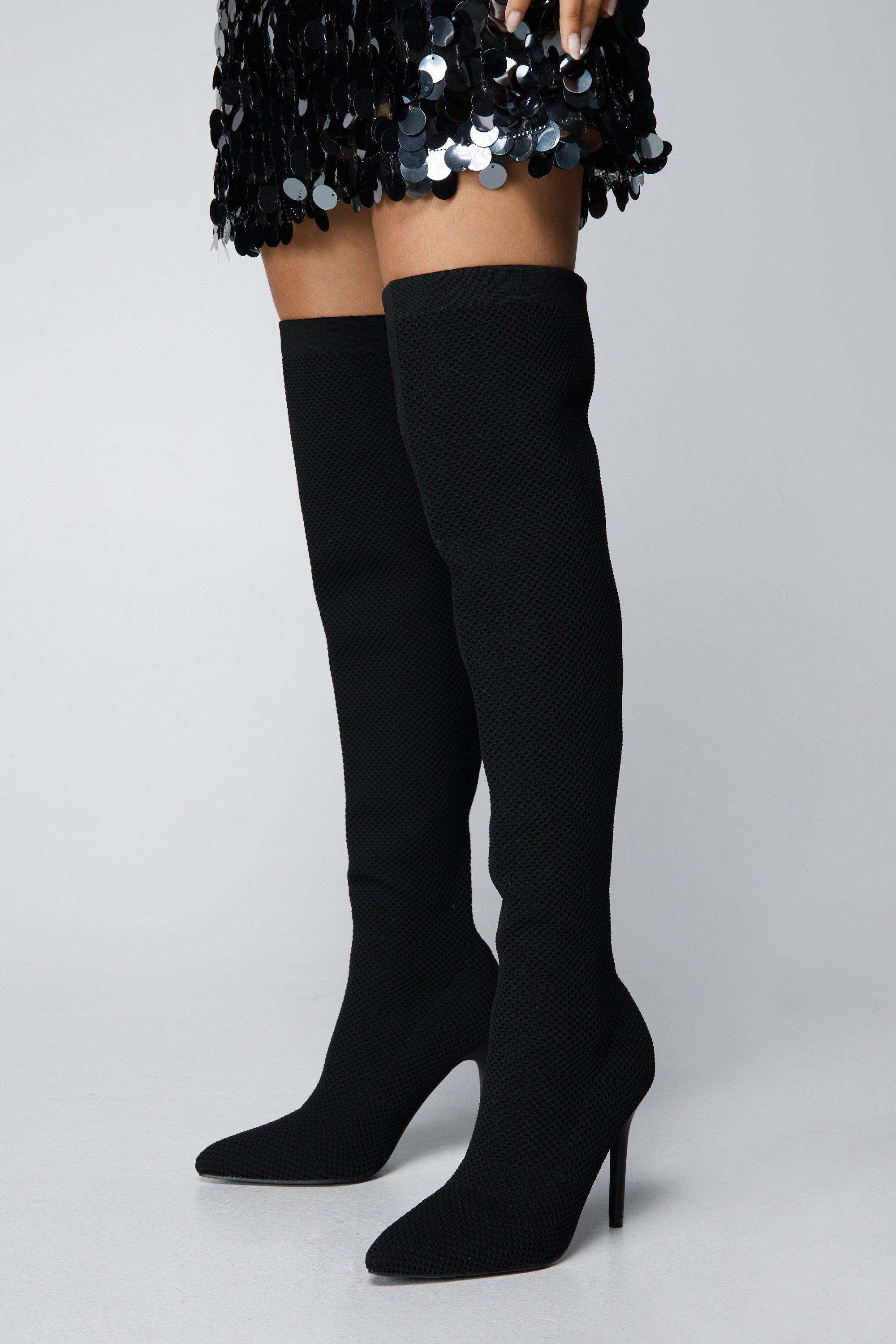 Knitted Thigh High Sock Boots