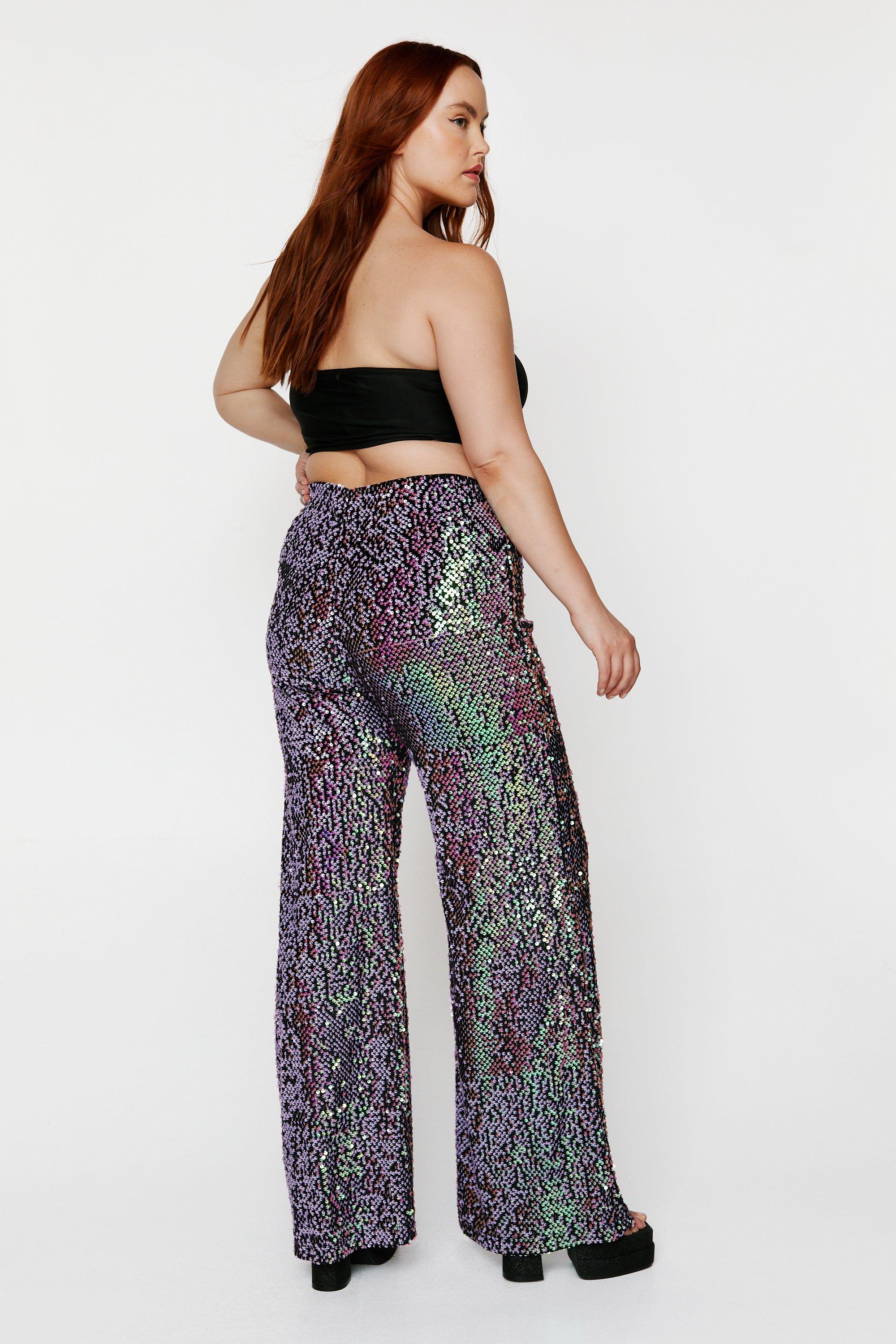 Plus size store sequin bell bottoms