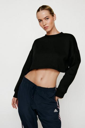 Black Basic Crop Sweatshirt