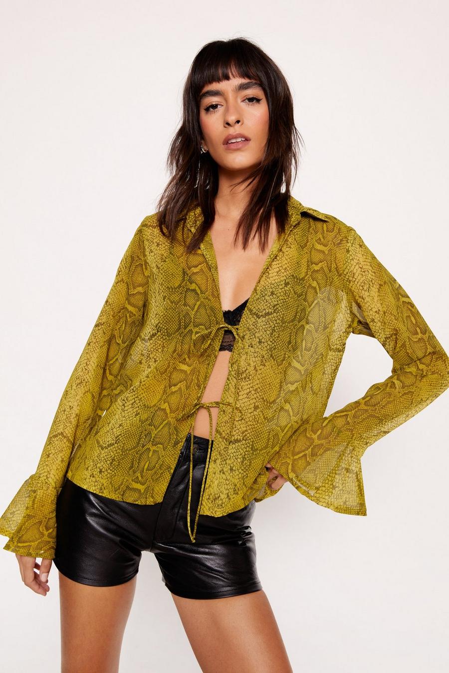 Snake Print Tie Front Shirt