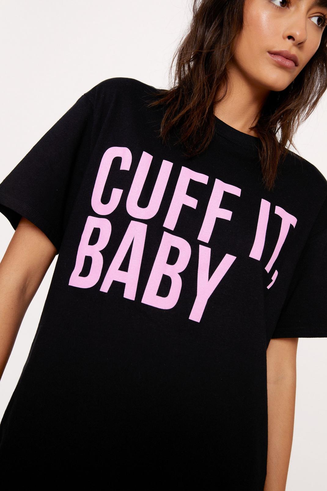 Black Cuff It Oversized Slogan Graphic T-shirt image number 1