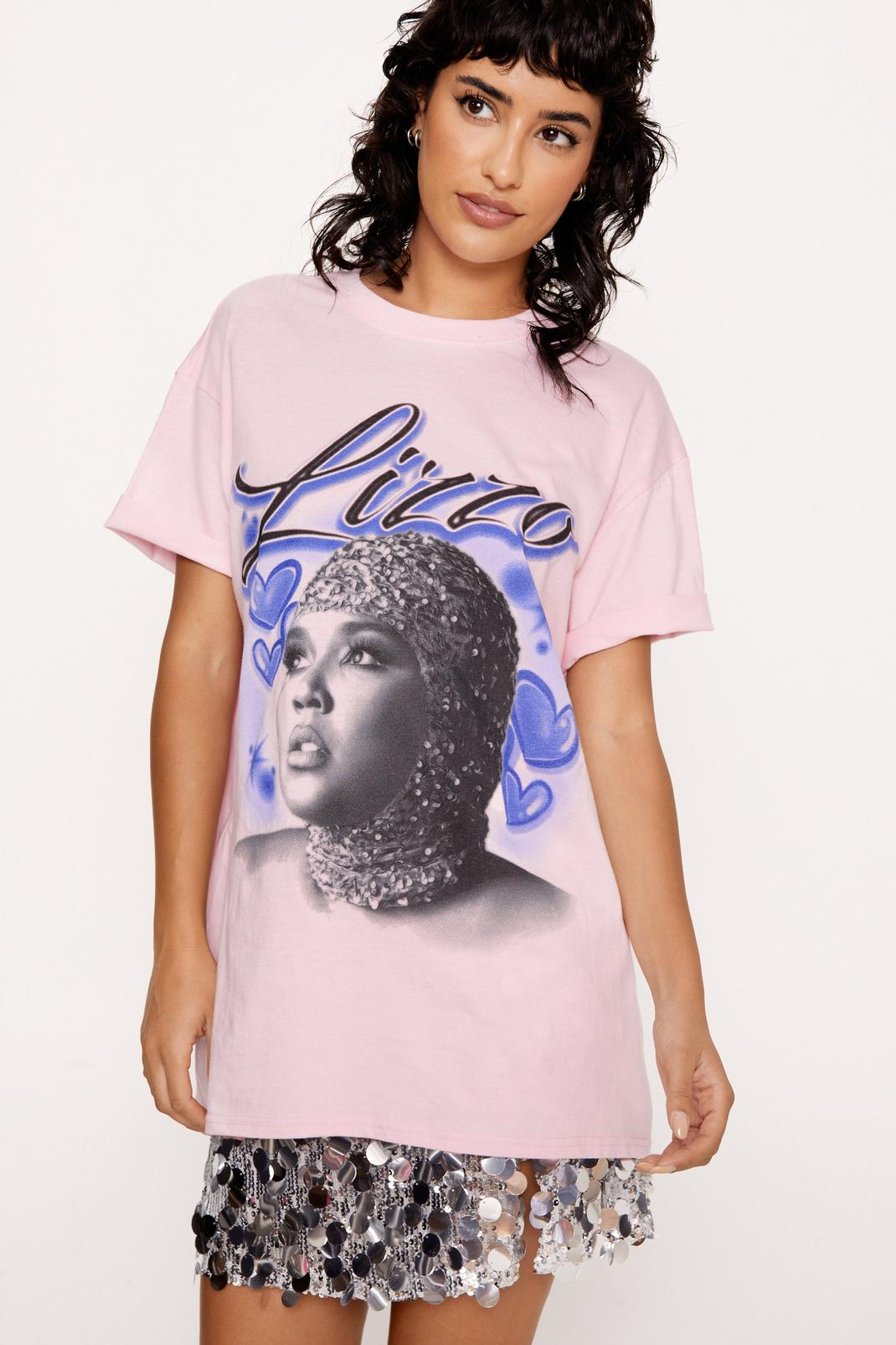 Pink Lizzo Oversized Graphic T-shirt image number 1