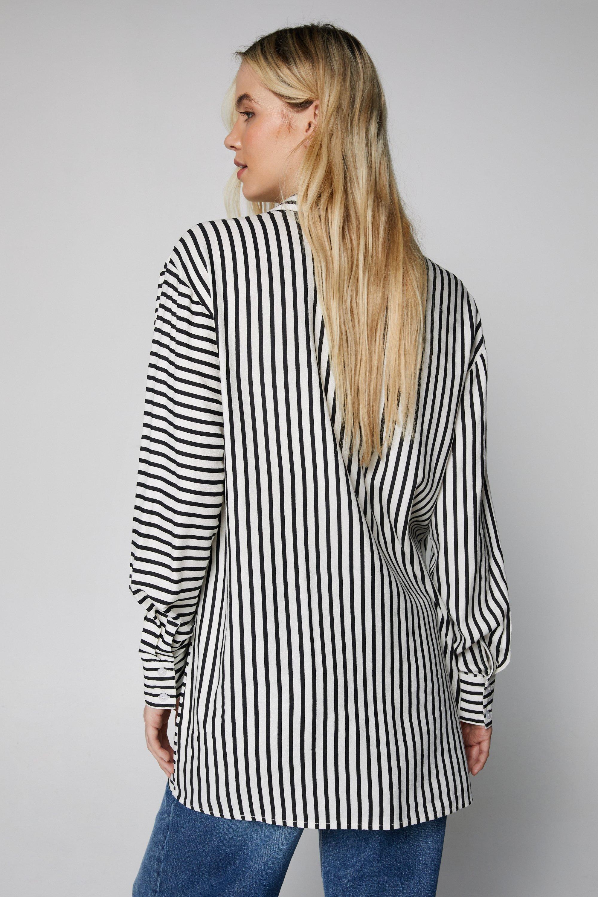 Black and white striped clearance longline shirt