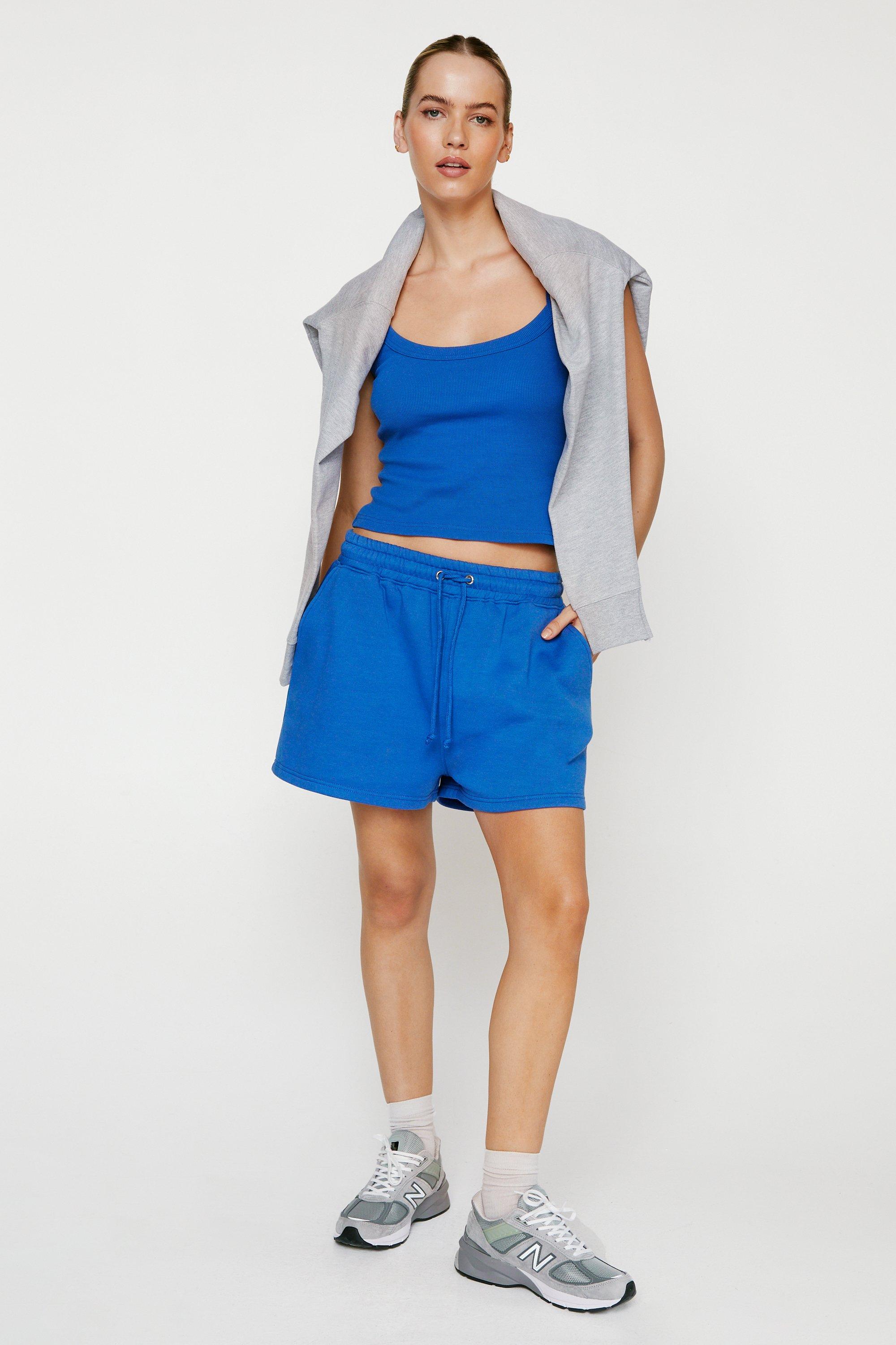 Ribbed Tank Top And Sweat Shorts Two Piece Set