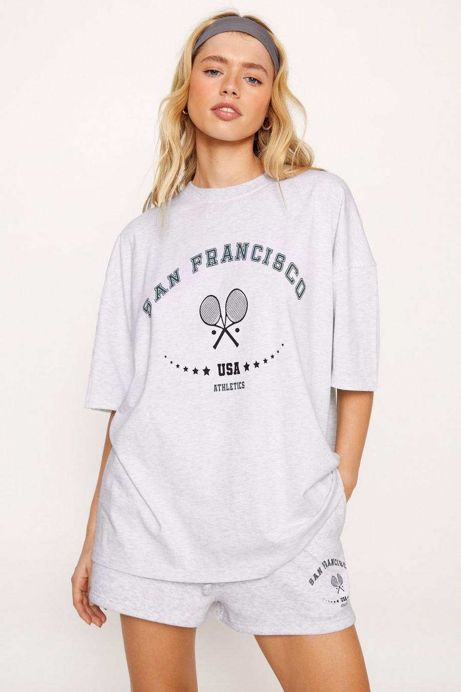 San Francisco Slogan T-shirt And Shorts Two Piece Set