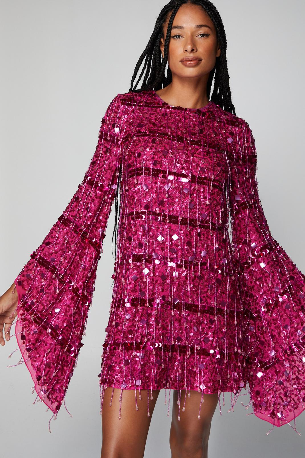 Long Sleeve Sequin Mini Dress (Pink) – In Pursuit Mobile Boutique
