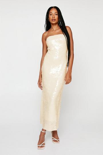 Premium Sequin Back Split Maxi Dress lemon