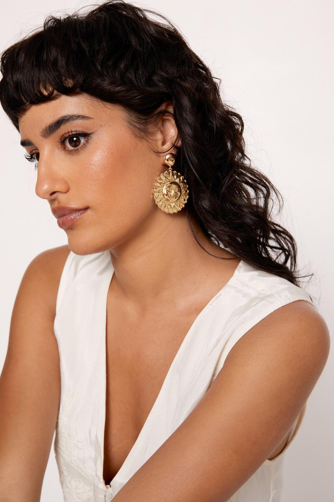 Gold Statement Sun Drop Earrings image number 1