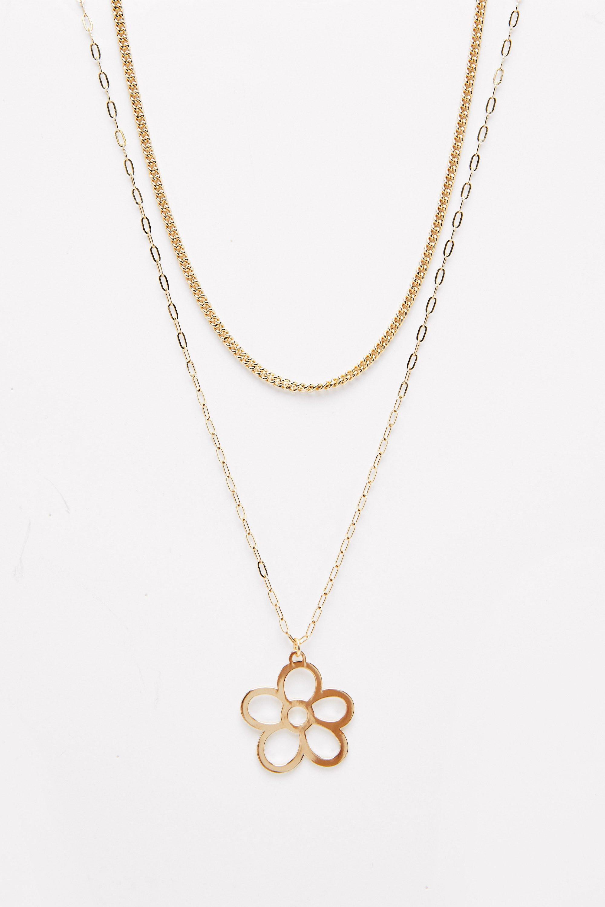 Gold Flower Charm Necklace