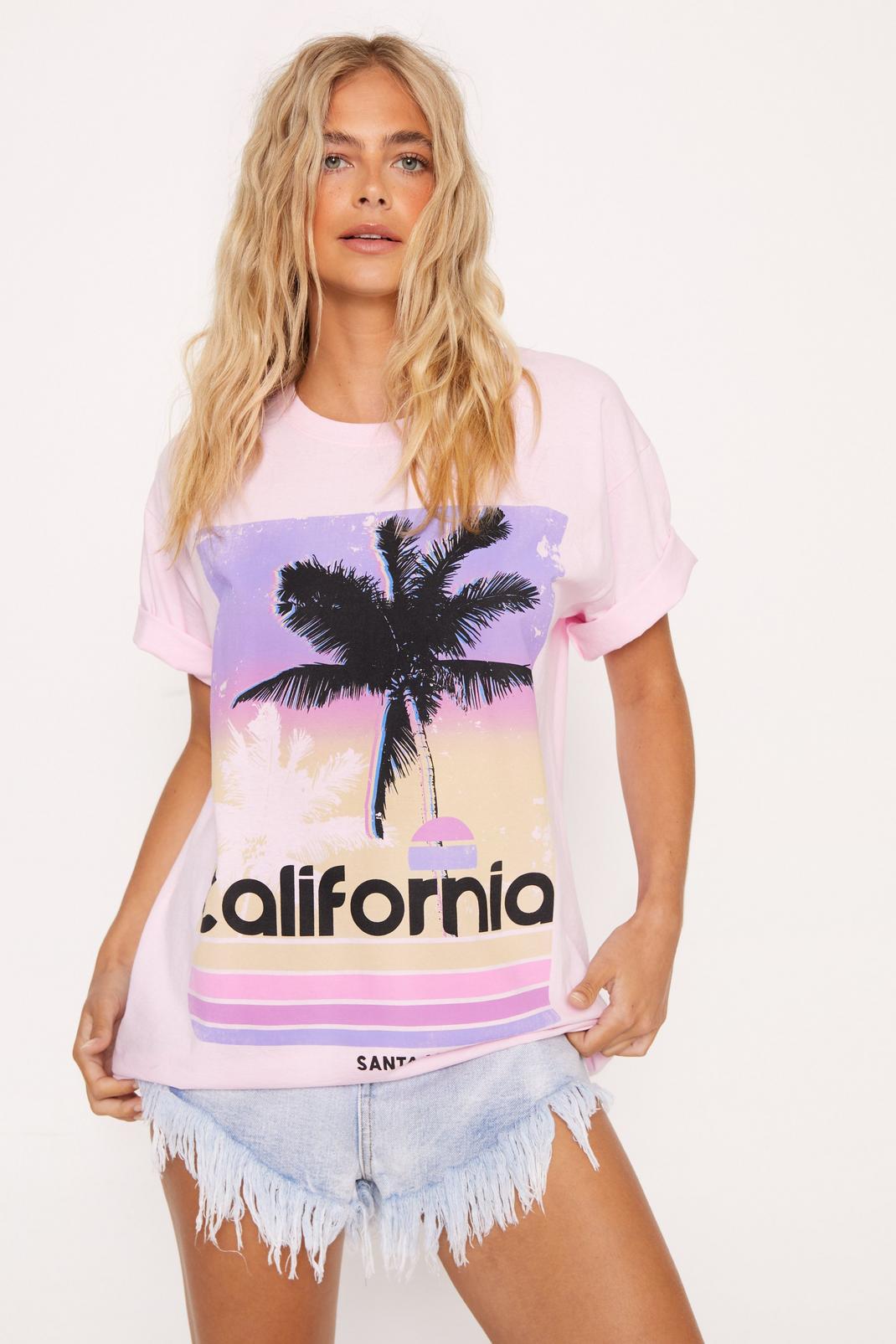 Pink California Oversized Graphic T-shirt image number 1