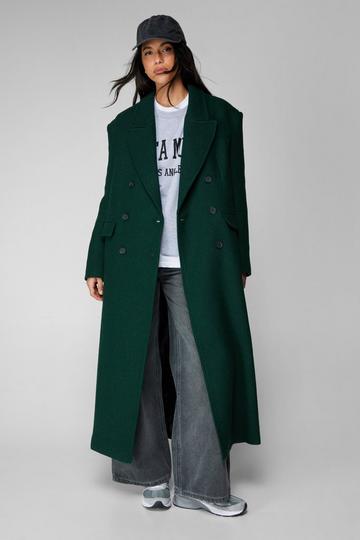 Premium Double Breasted Italian Wool Tailored Coat forest