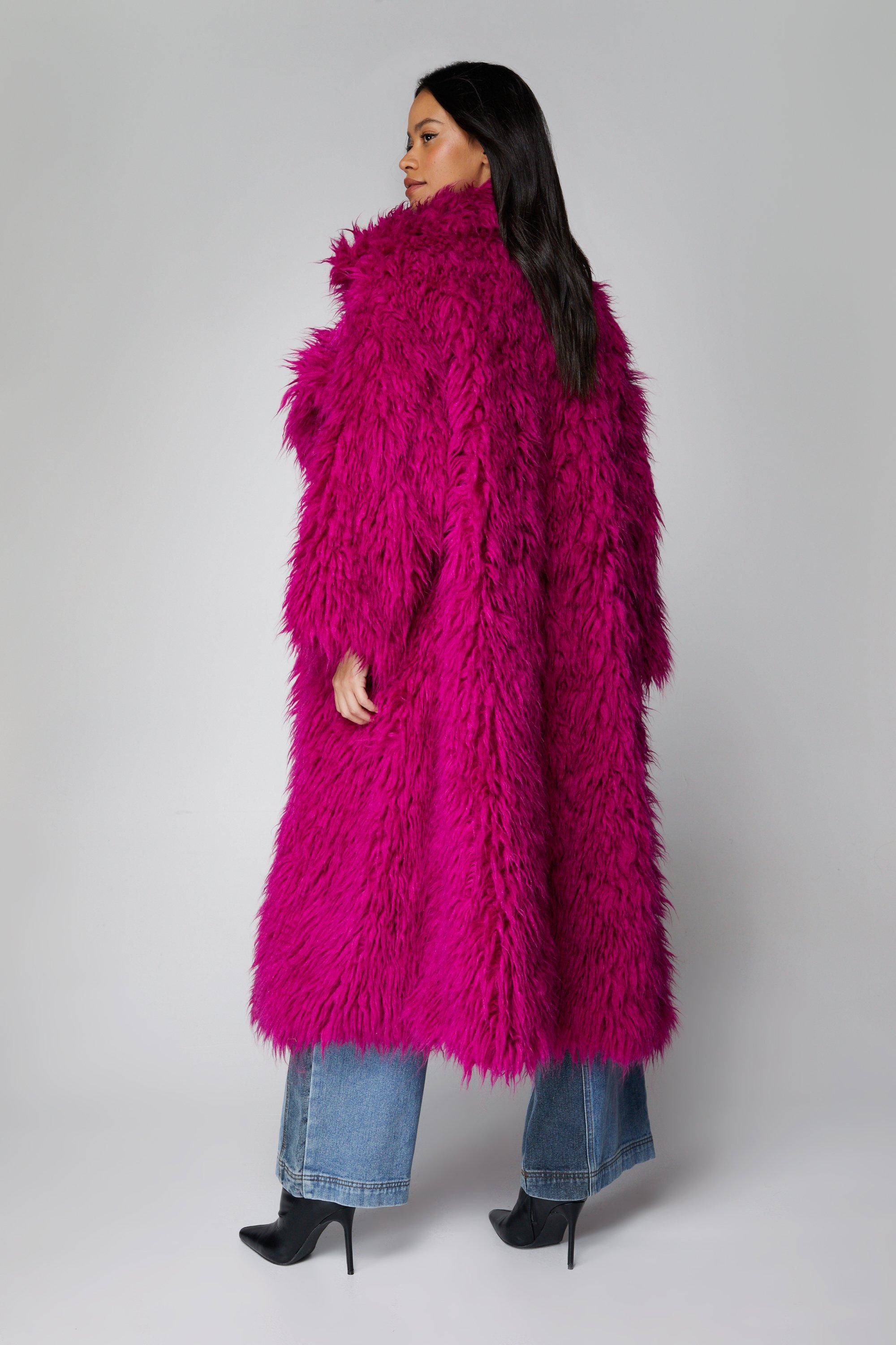 Petite Premium Textured Fur Coat