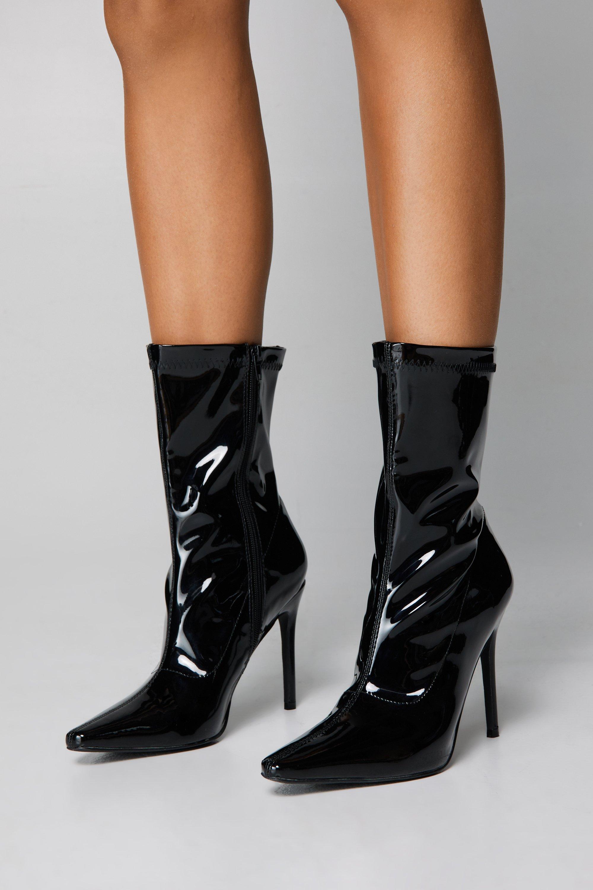 Black patent store ankle boots