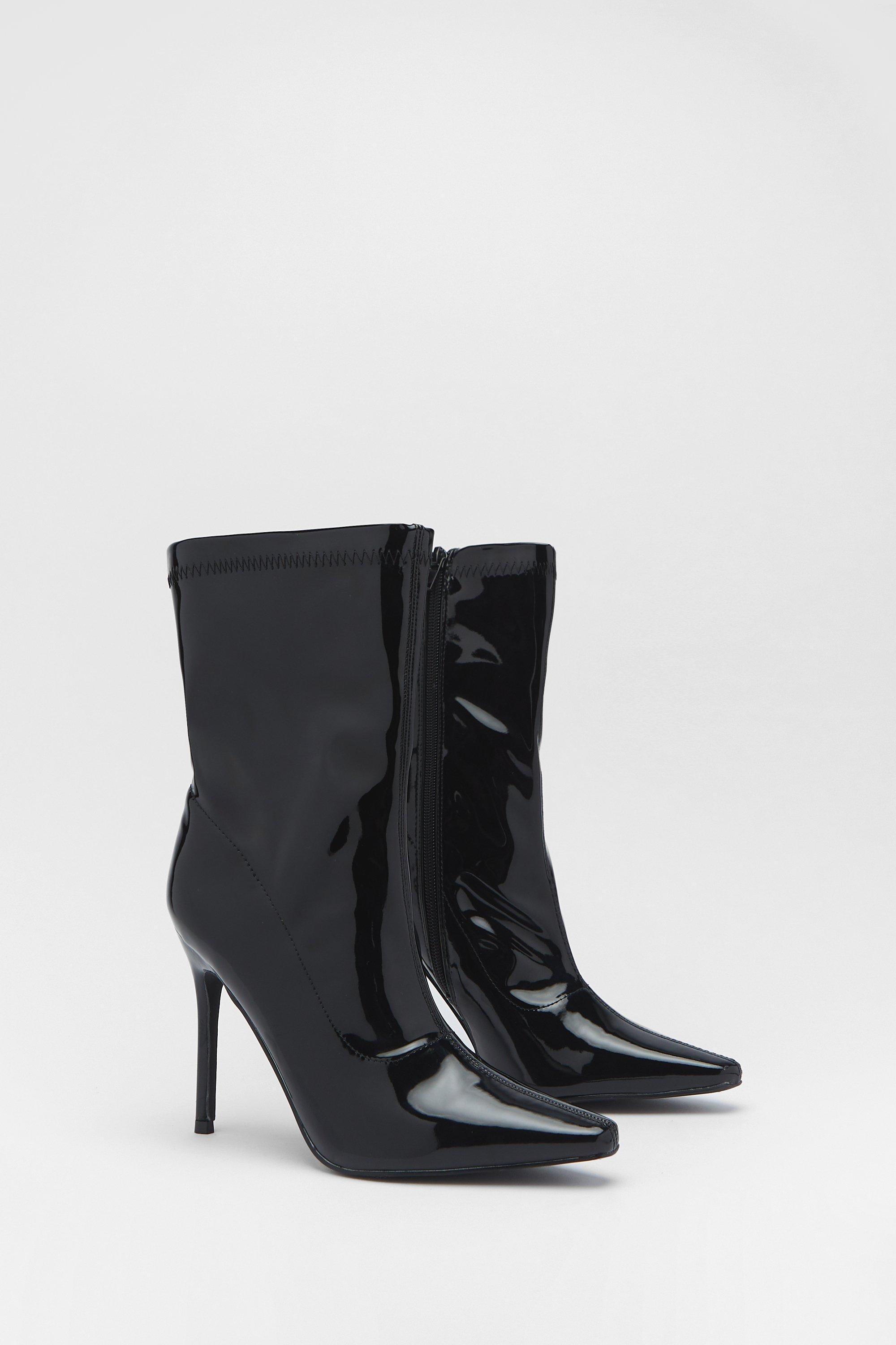 Patent stiletto 2024 ankle boots