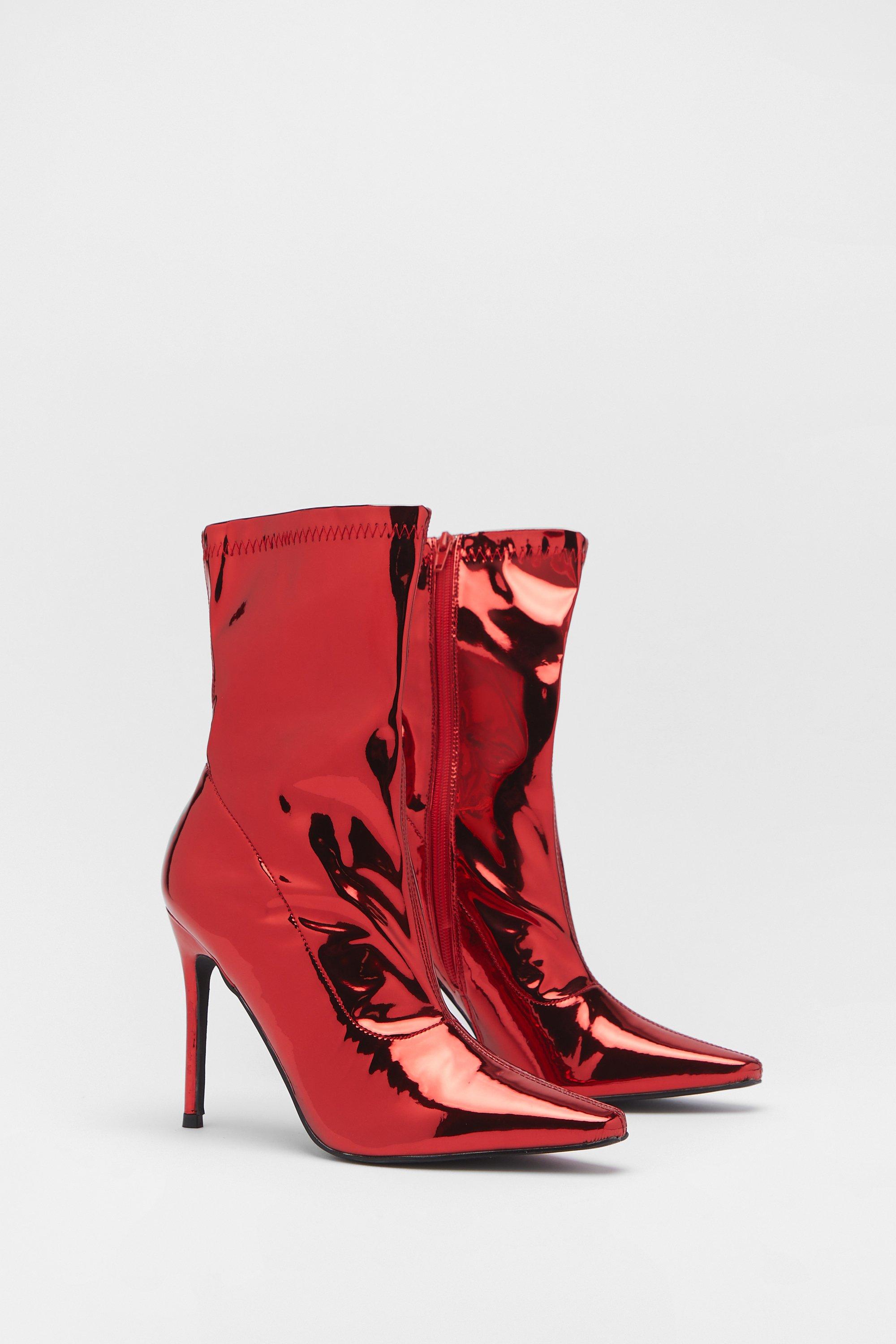 Red deals metallic booties