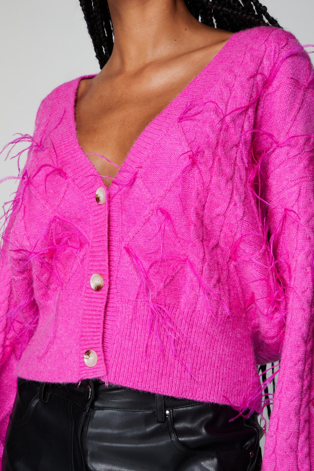 Cardigan à plumes, Pink image number 1