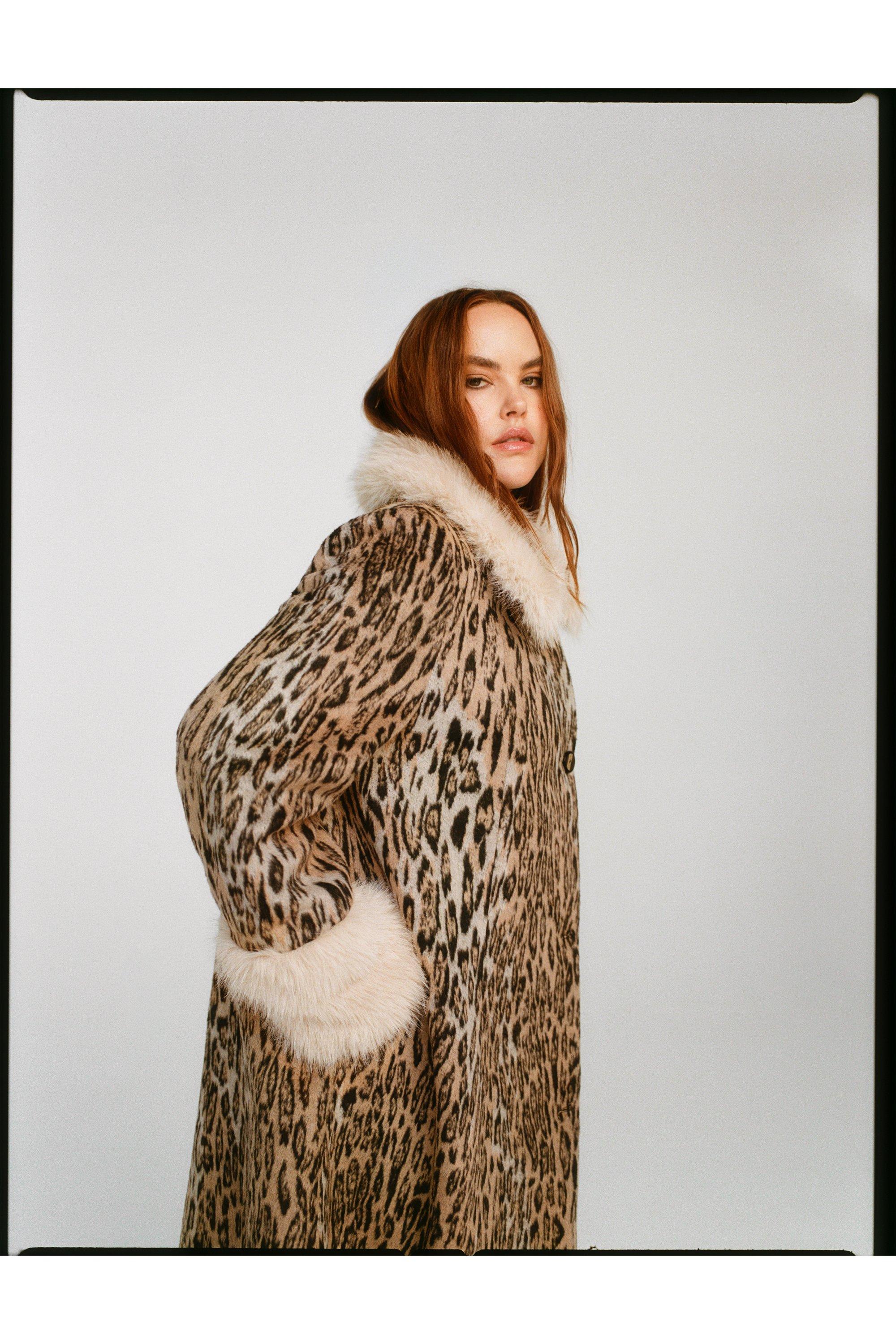 Plus Size Premium Wool Blend Animal Swing Coat